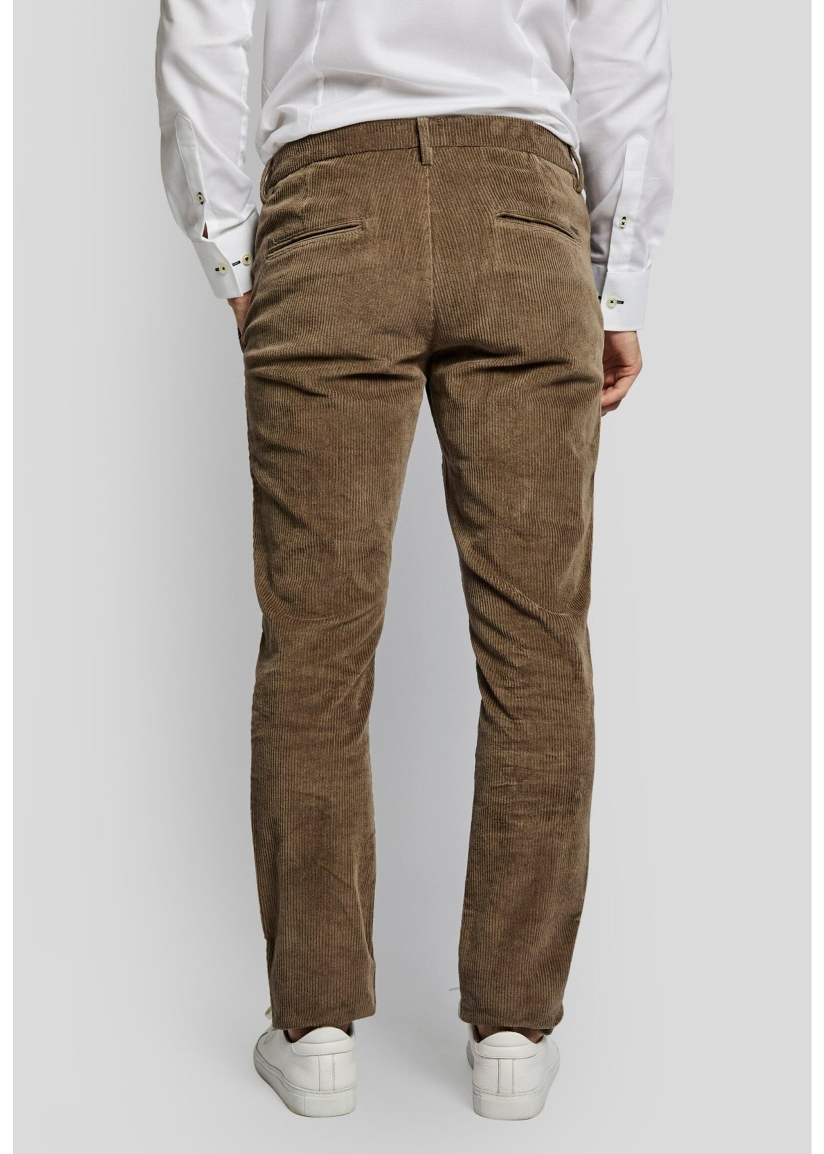 BRUUN & STENGADE Pantalon en velours cordé de coton sans pli pour homme-Taupe