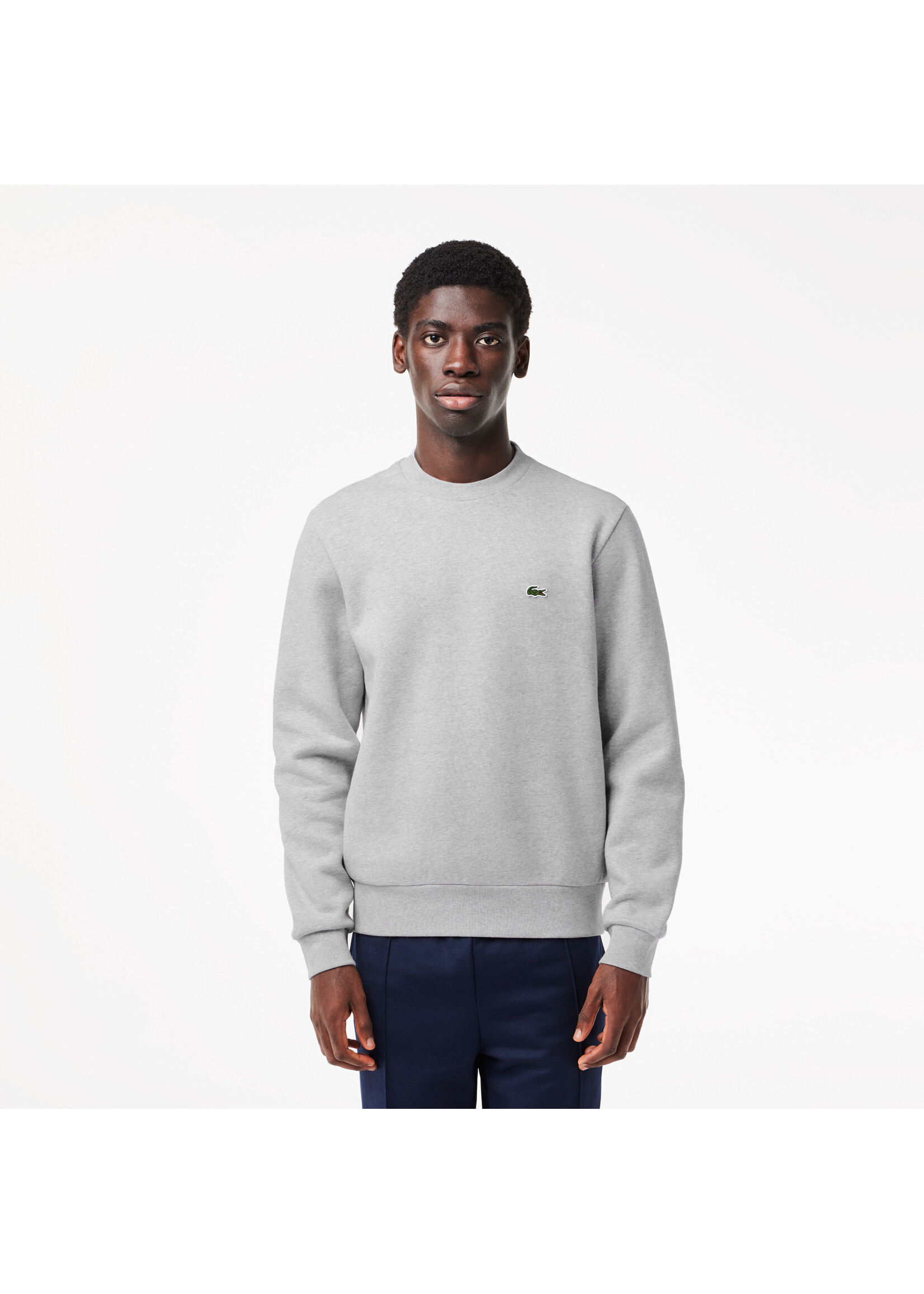 LACOSTE Sweatshirt en molleton gratté de coton biologique pour homme - Gris chiné