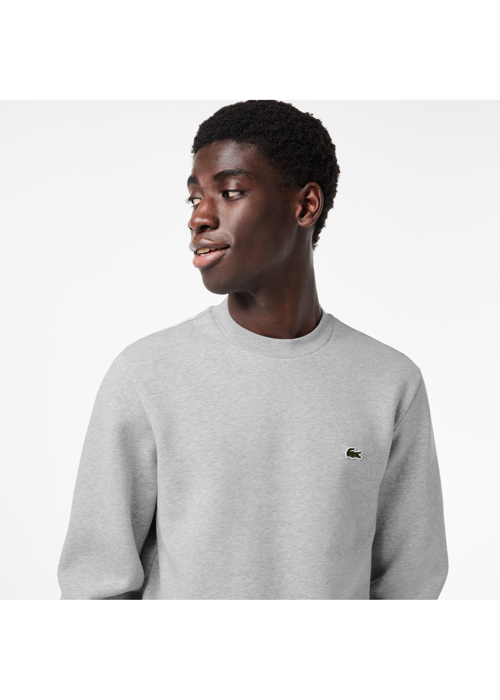 LACOSTE Sweatshirt en molleton gratté de coton biologique pour homme - Gris chiné