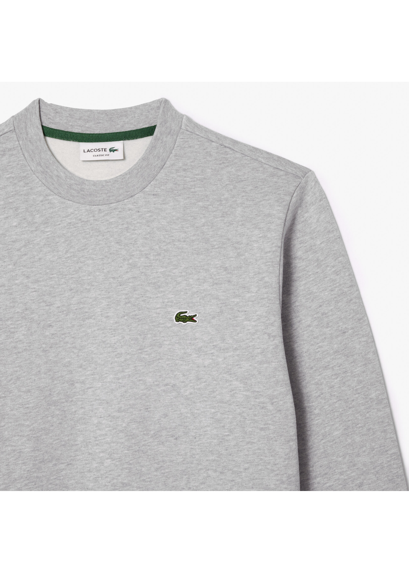 LACOSTE Sweatshirt en molleton gratté de coton biologique pour homme - Gris chiné