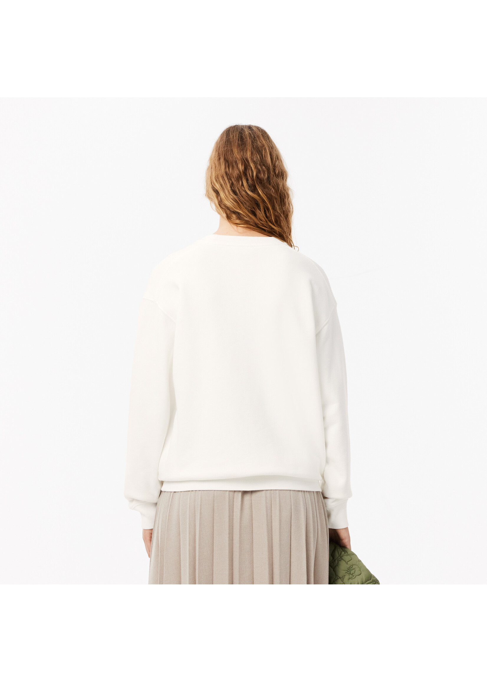 LACOSTE Sweatshirt surdimentionné en coton avec imprimé de fleur pour femme-FARINE