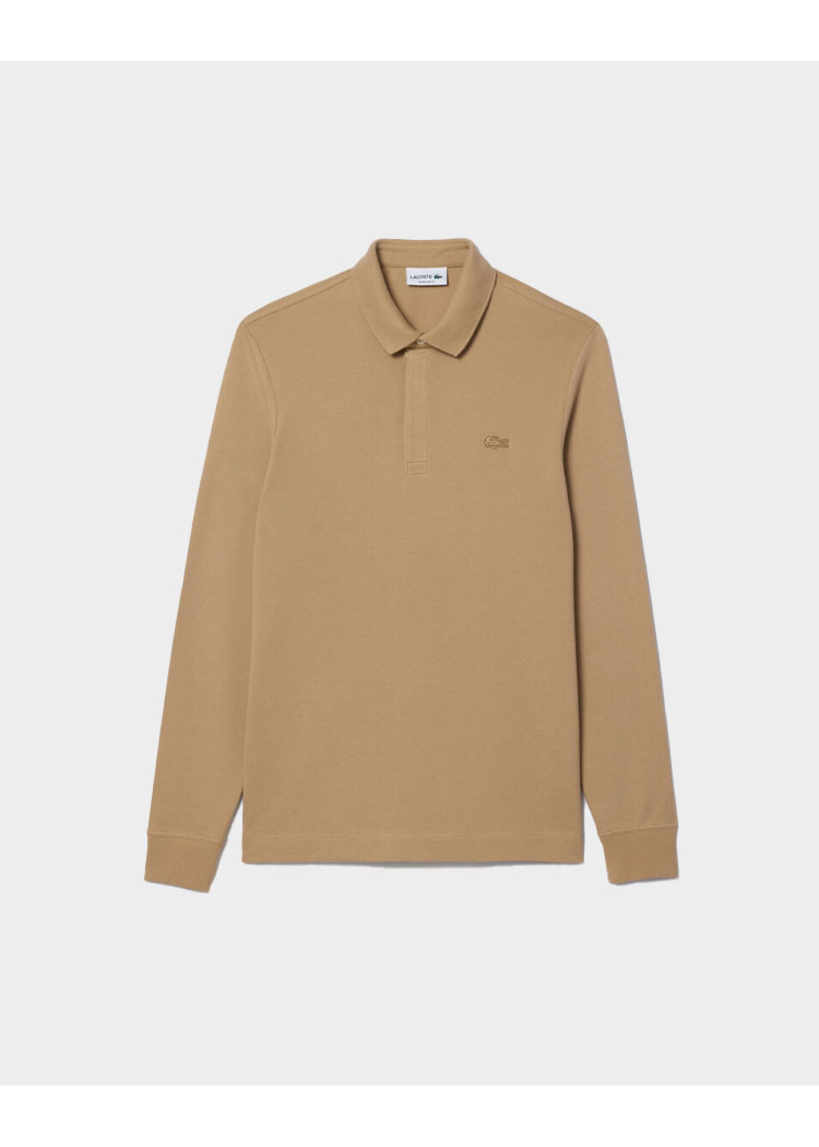 LACOSTE Polo Paris en Piqué stretch manches longues pour homme-BEIGE
