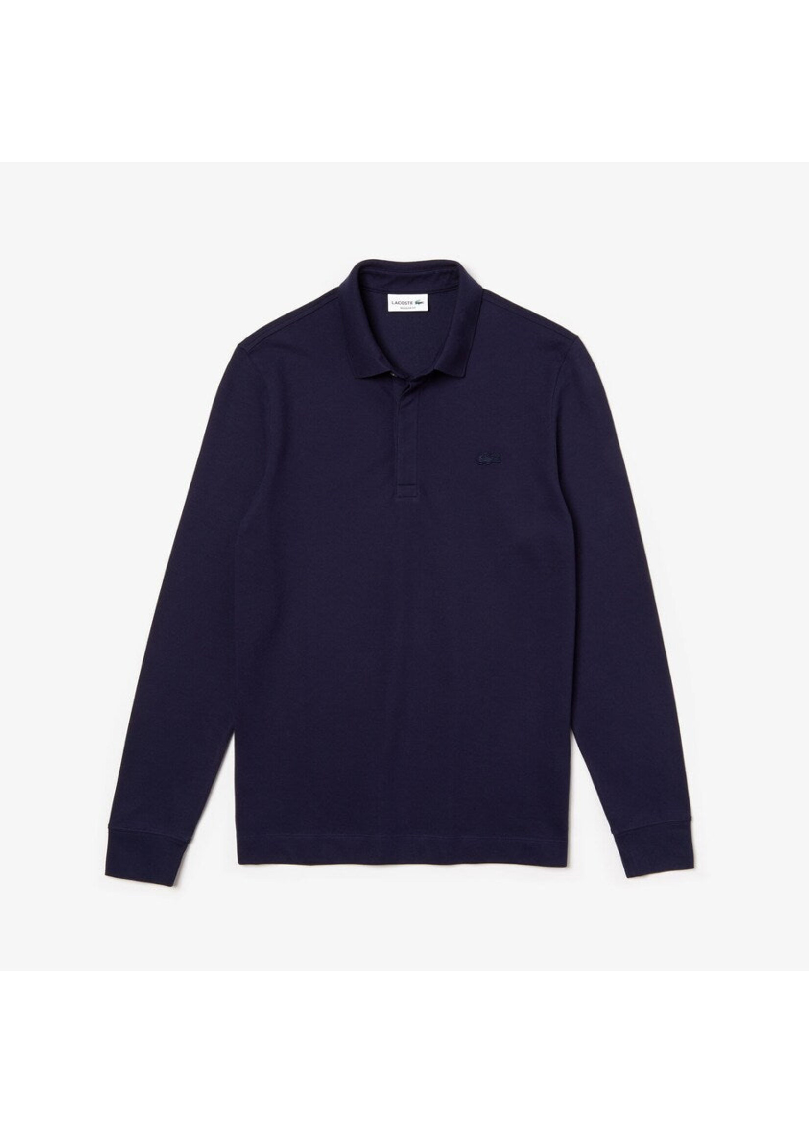 LACOSTE Polo Paris en Piqué stretch manches longues pour homme-MARINE