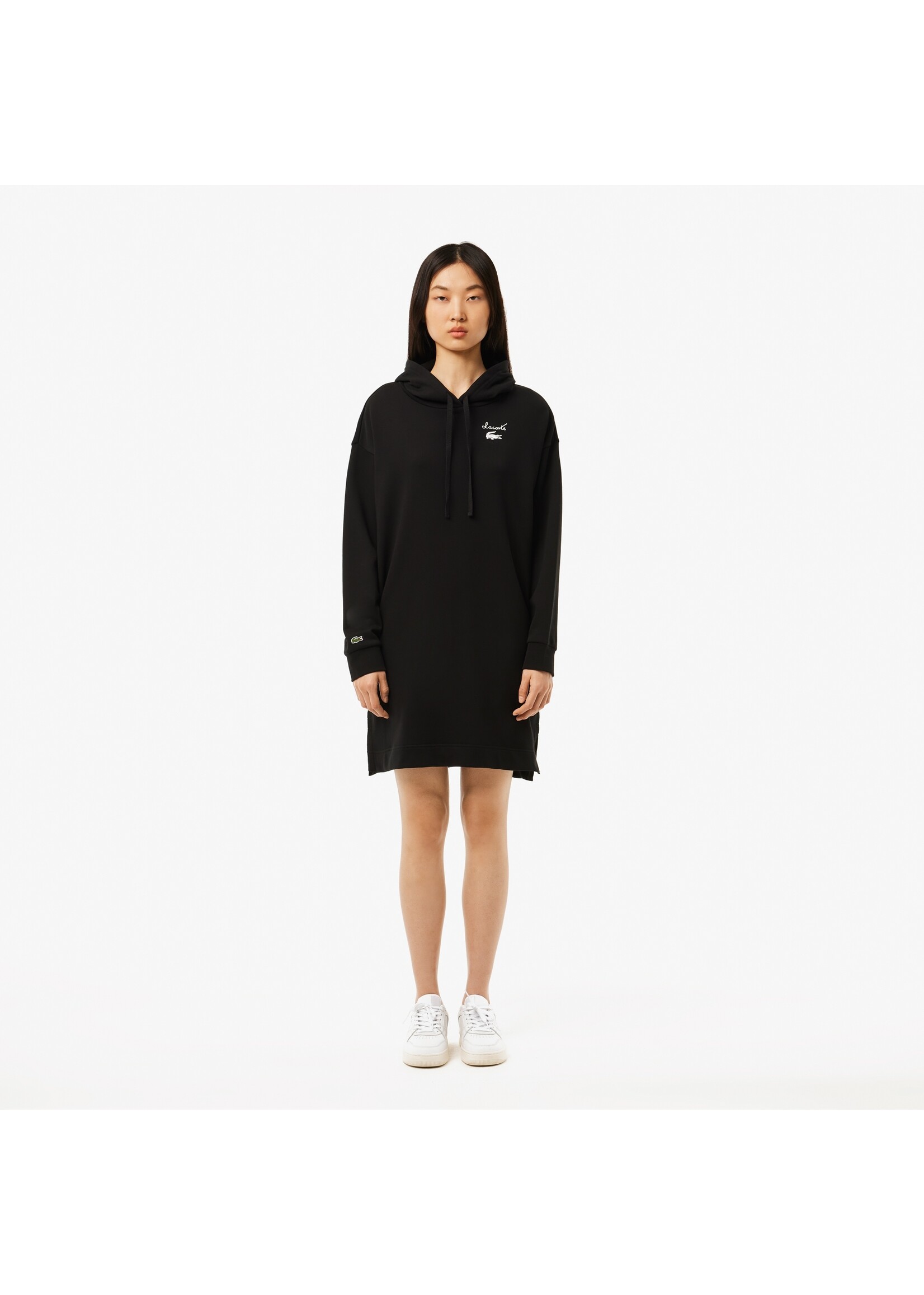 LACOSTE Robe sweatshirt en molleton surdimentionnée pour femme-NOIR