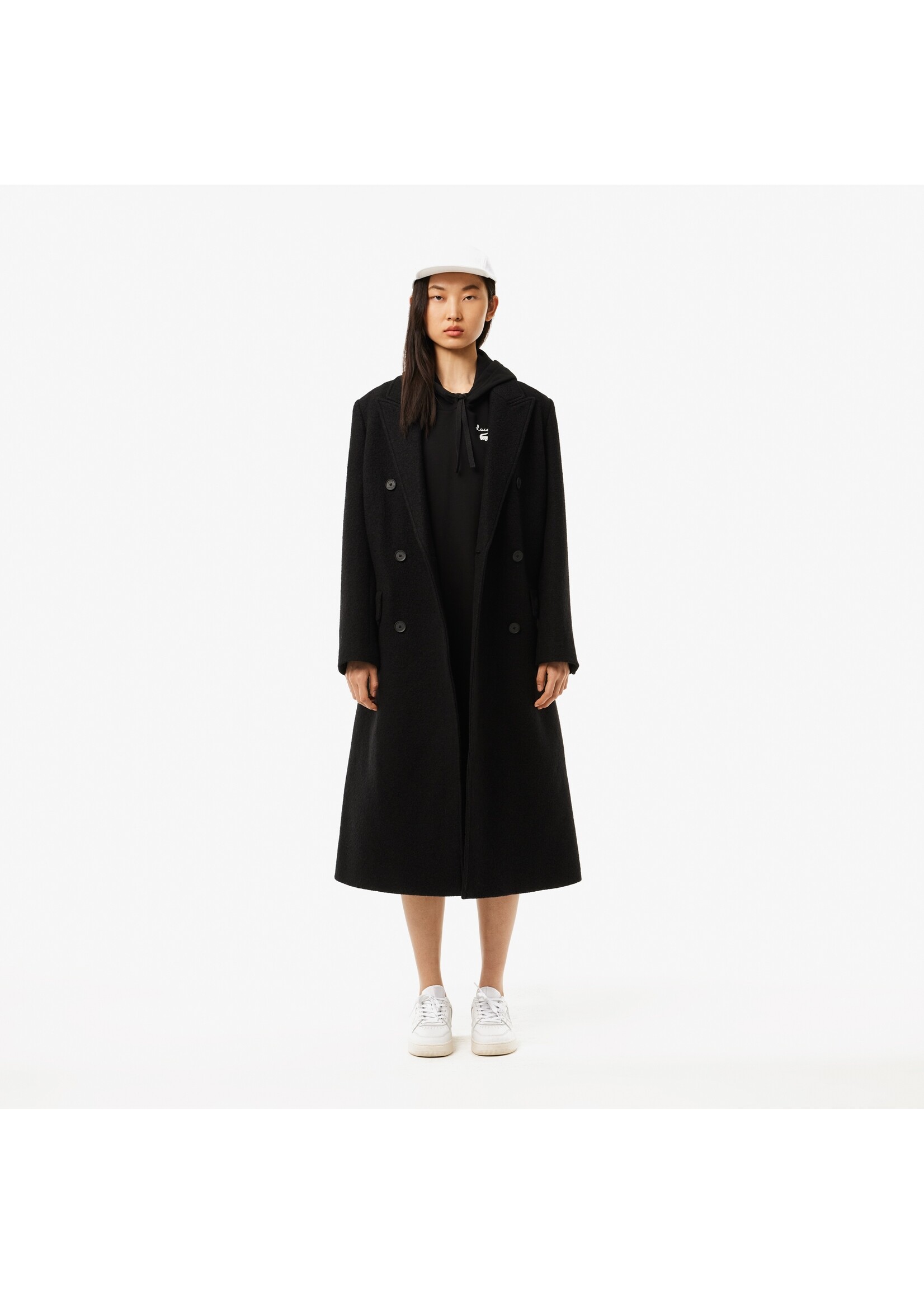 LACOSTE Robe sweatshirt en molleton surdimentionnée pour femme-NOIR