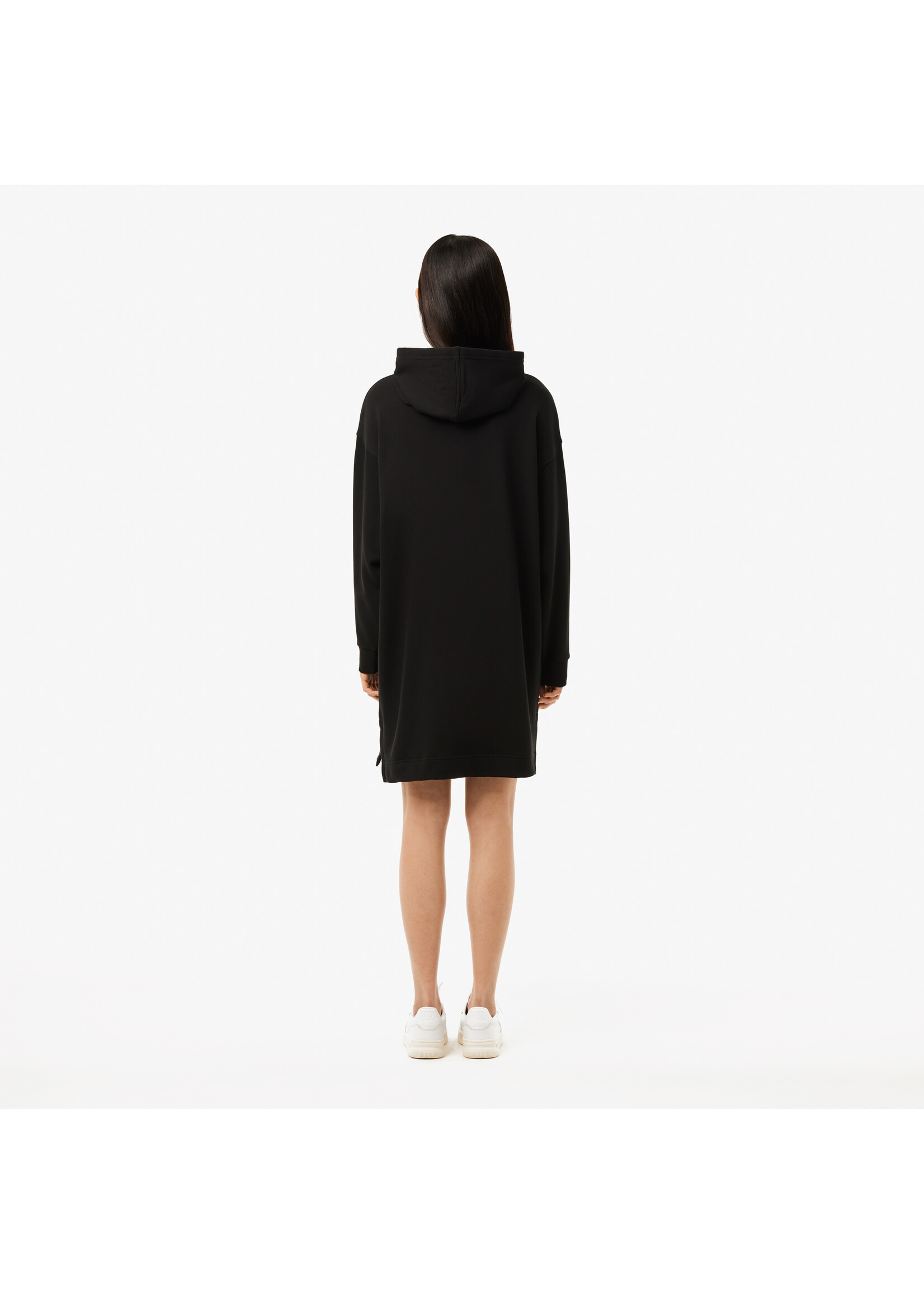 LACOSTE Robe sweatshirt en molleton surdimentionnée pour femme-NOIR
