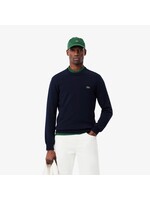 LACOSTE Pull à col rond en coton biologique pour homme-MARINE