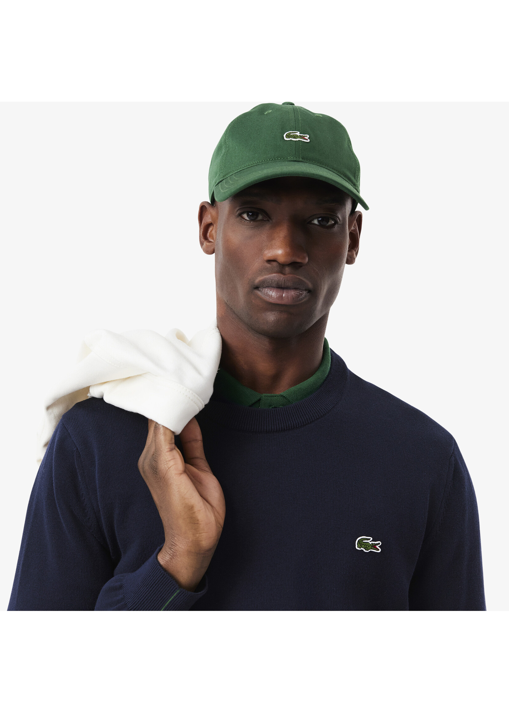 LACOSTE Pull à col rond en coton biologique pour homme-MARINE