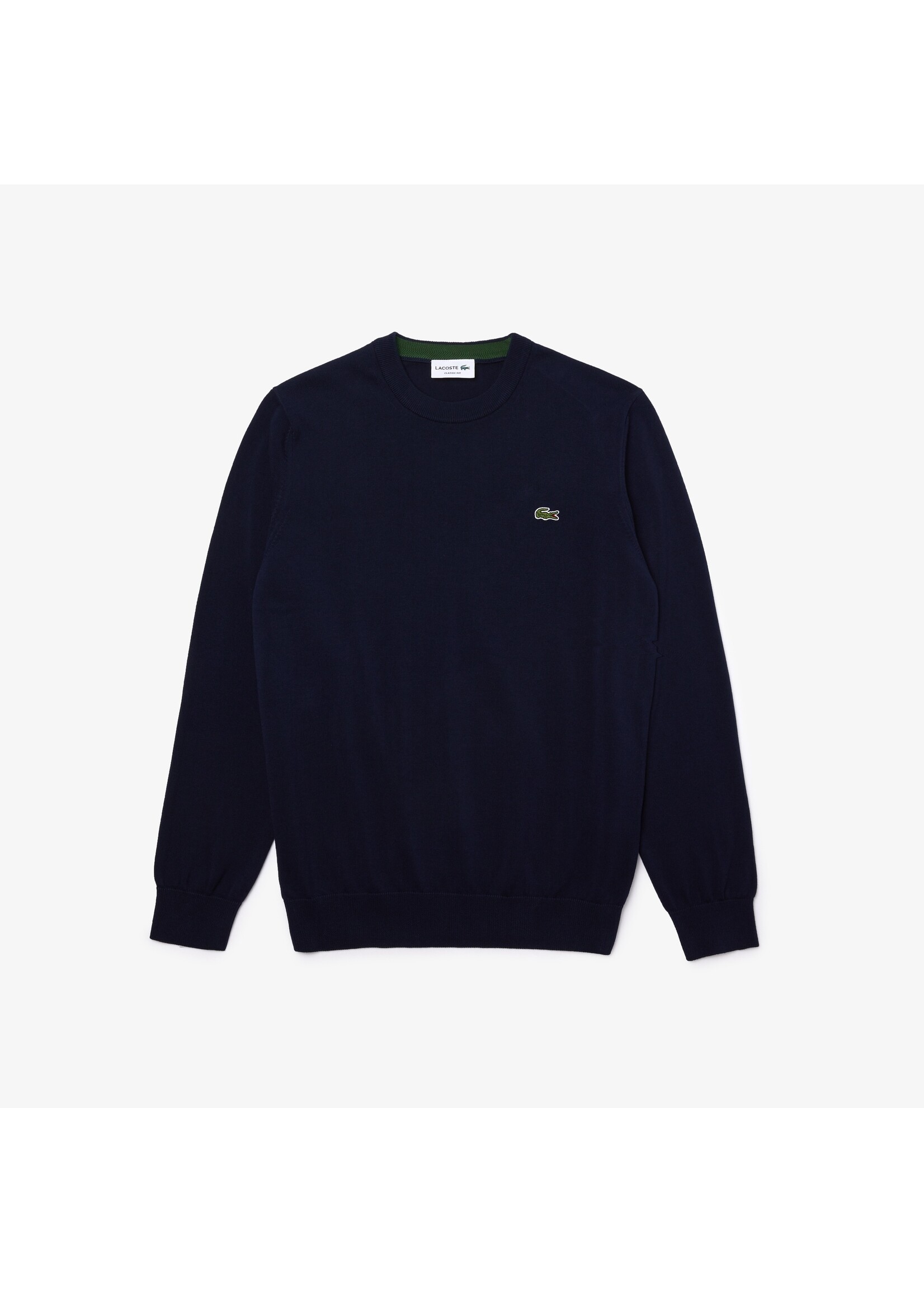 LACOSTE Pull à col rond en coton biologique pour homme-MARINE