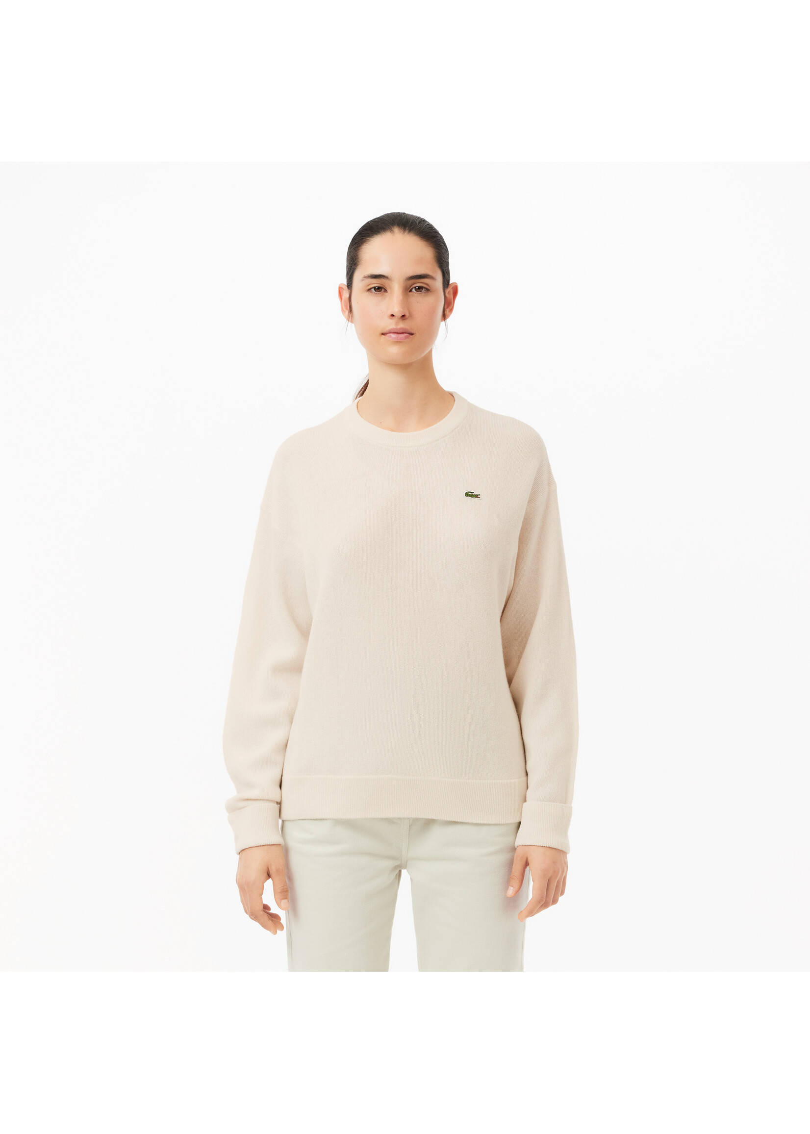 LACOSTE Women's Relaxed Fit Wool Moss Stitch Sweater