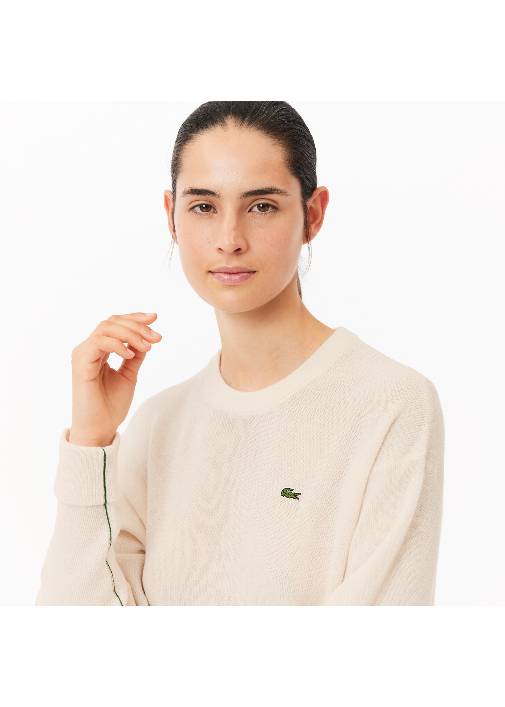 LACOSTE Women's Relaxed Fit Wool Moss Stitch Sweater