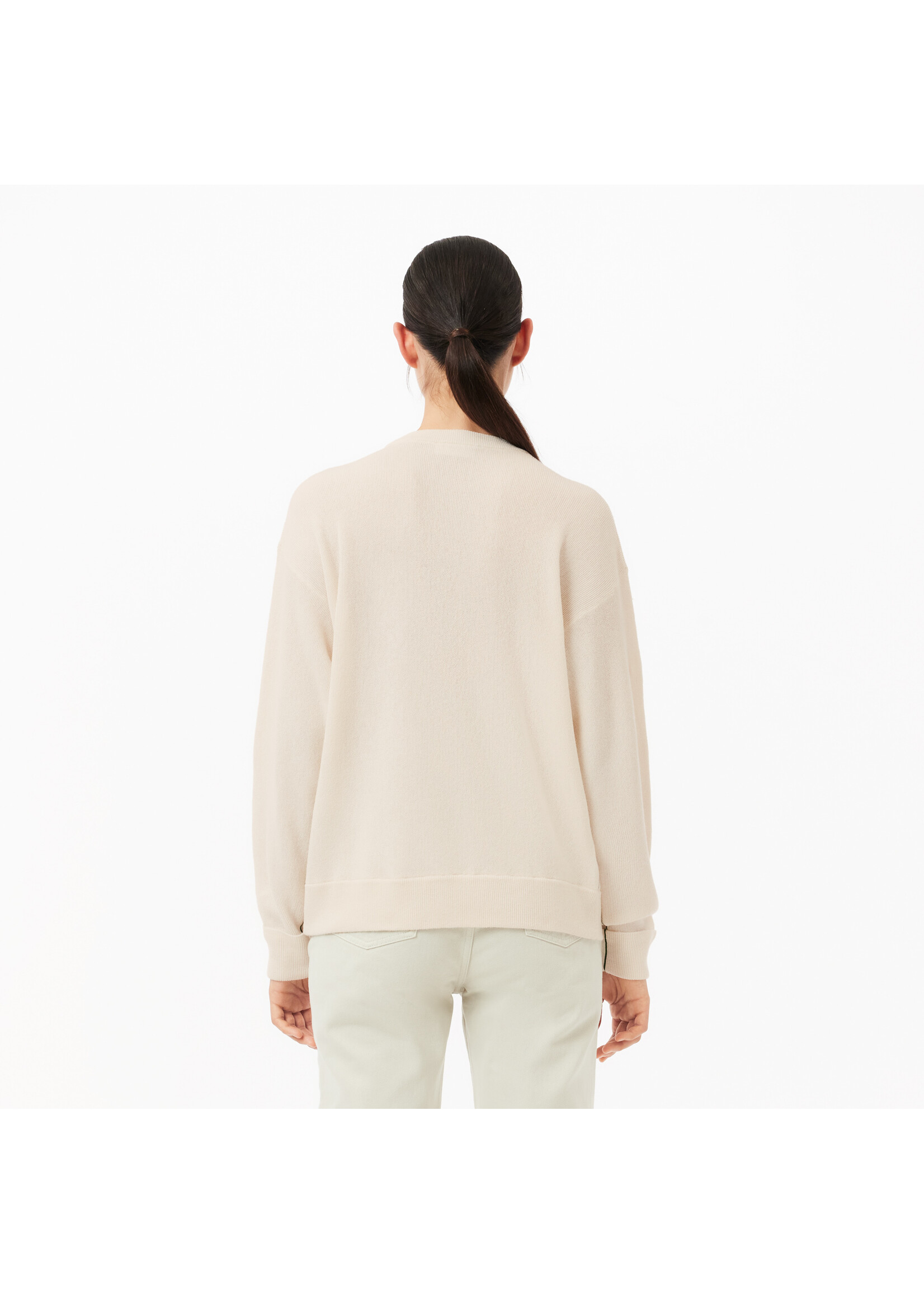 LACOSTE Women's Relaxed Fit Wool Moss Stitch Sweater