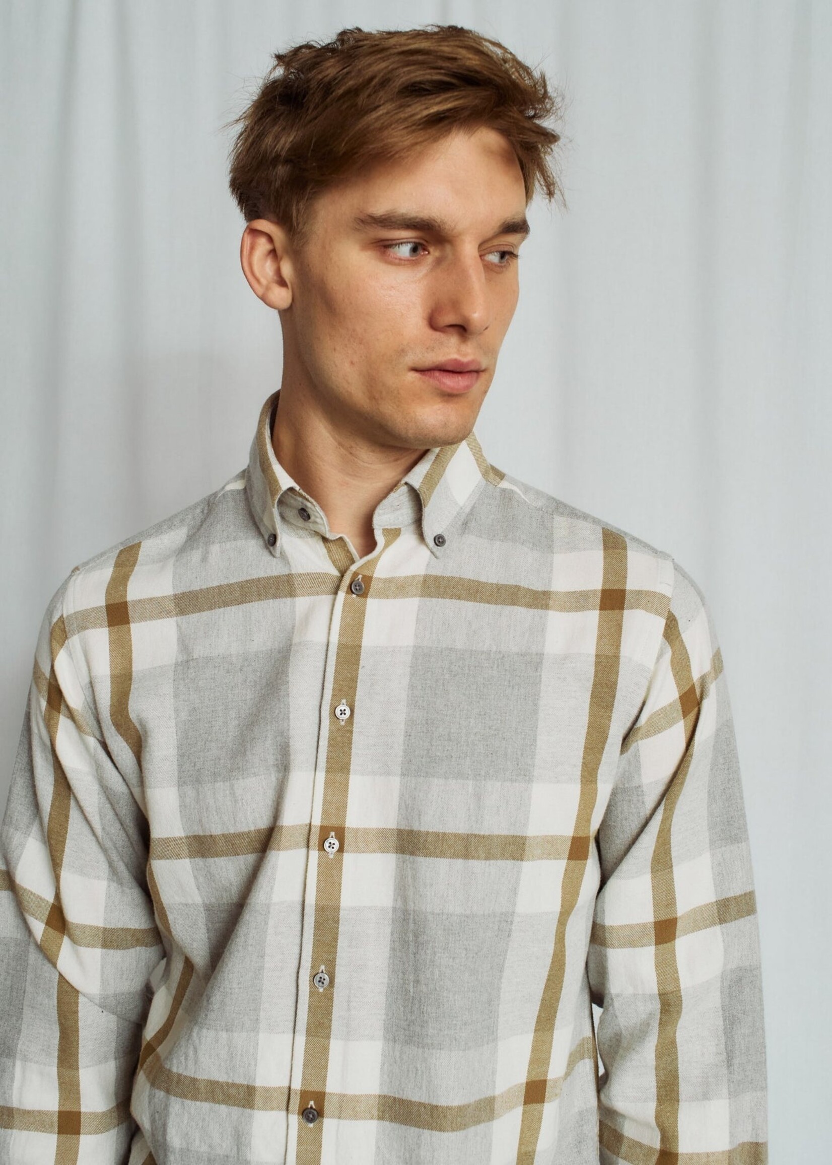 BRUUN & STENGADE Triton Casual Modern Fit Shirt - Light Grey