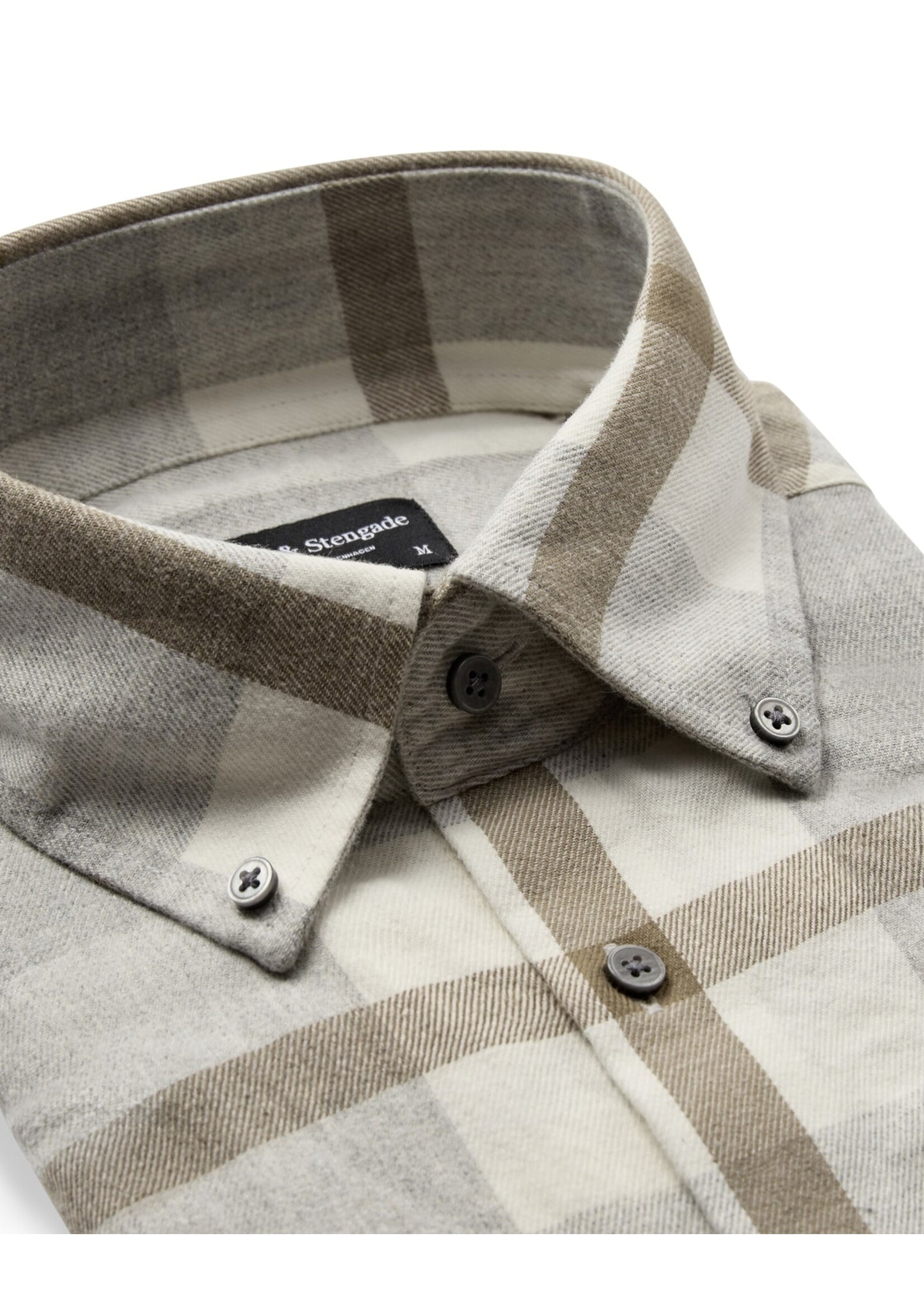 BRUUN & STENGADE Chemise feutrée à carreaux en coton coupe moderne pour homme-Gris léger