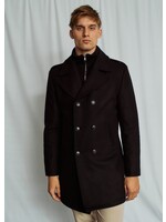 BRUUN & STENGADE Manteau style pea-coat double brest en laine pour homme-Noir