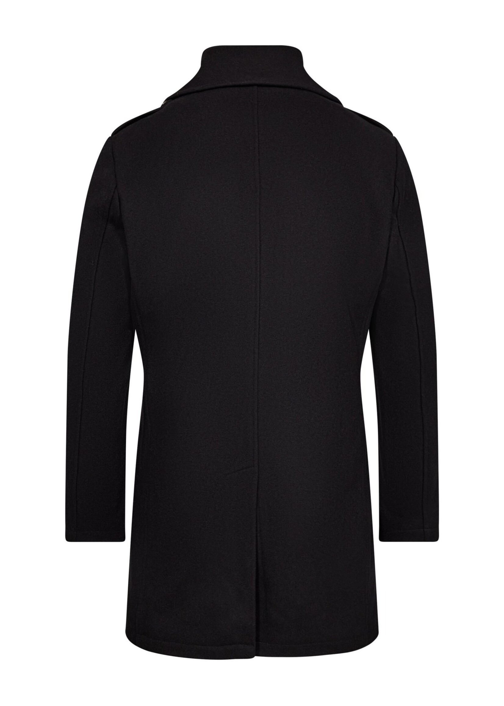 BRUUN & STENGADE Manteau style pea-coat double brest en laine pour homme-Noir