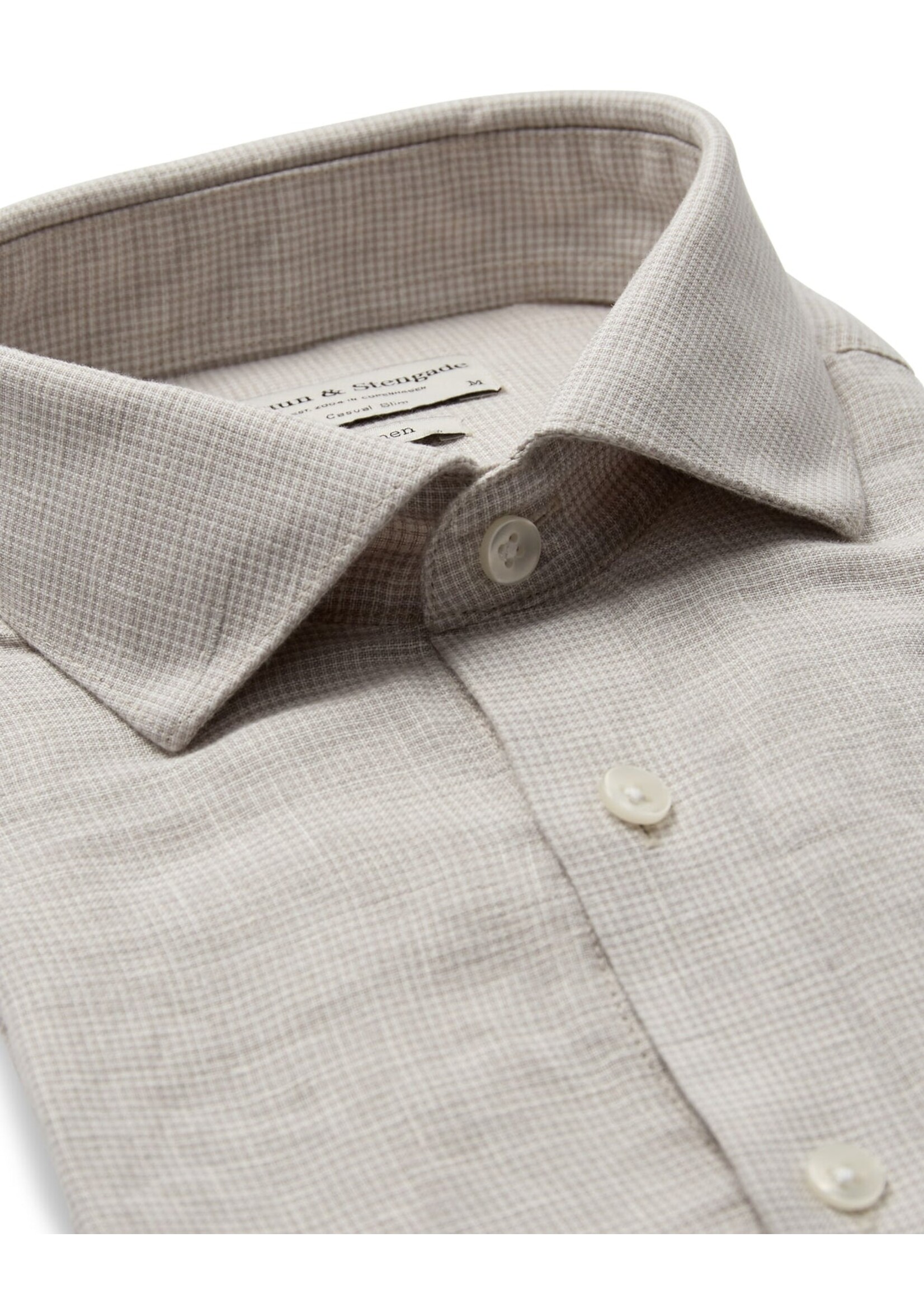 BRUUN & STENGADE Chemise en pur lin à motifs pour homme-Sable