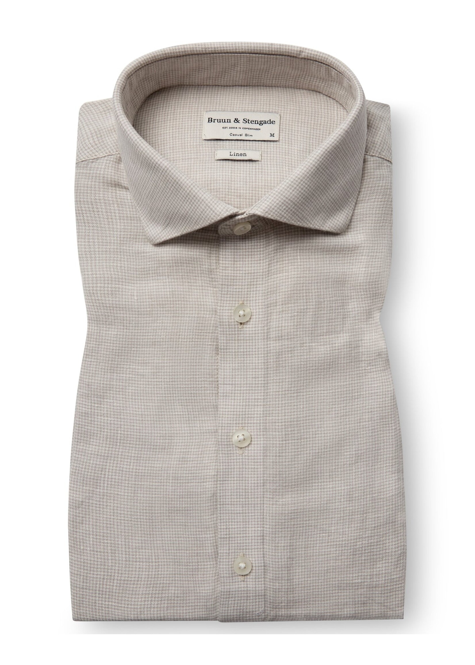 BRUUN & STENGADE Chemise en pur lin à motifs pour homme-Sable