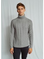 BRUUN & STENGADE Chandail en tricot de laine mérinos avec câbles pour homme-Gris