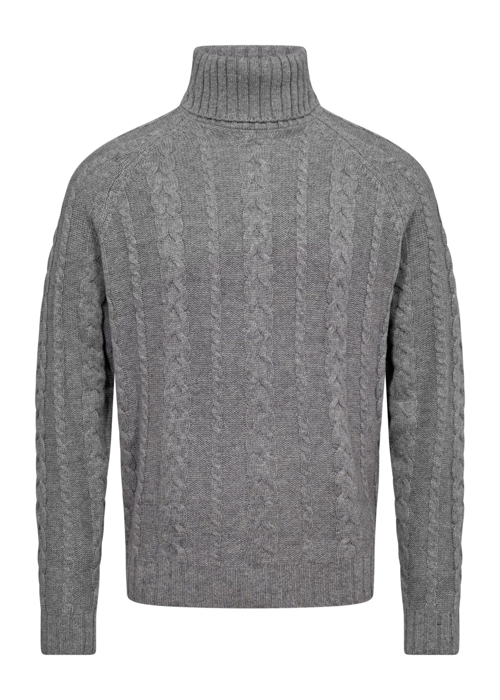 BRUUN & STENGADE Chandail en tricot de laine mérinos avec câbles pour homme-Gris