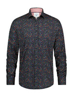 A FISH NAMED FRED Chemise avec imprimé de petites feuilles pour homme-MARINE