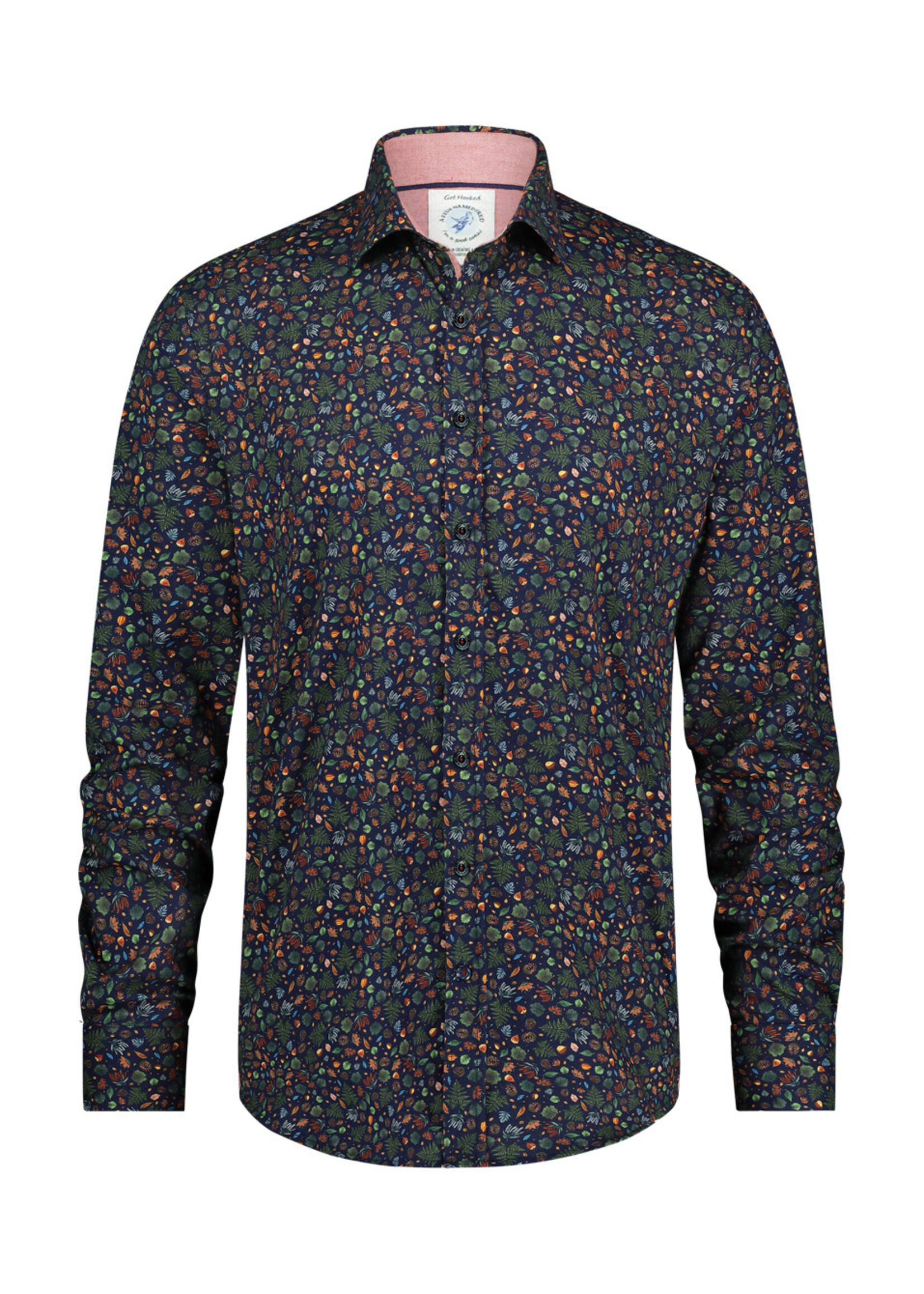 A FISH NAMED FRED Chemise avec imprimé de petites feuilles pour homme-MARINE