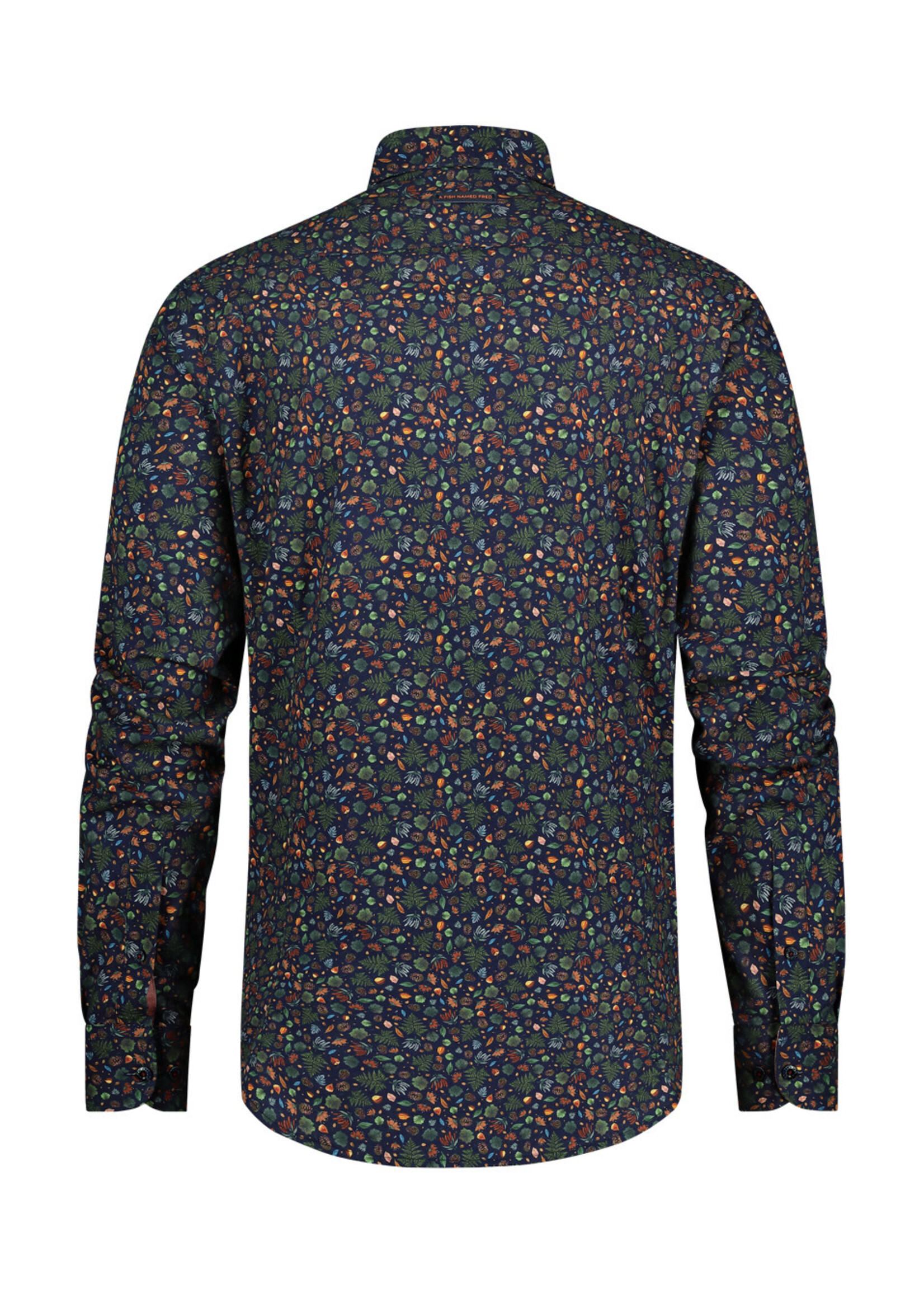 A FISH NAMED FRED Chemise avec imprimé de petites feuilles pour homme-MARINE
