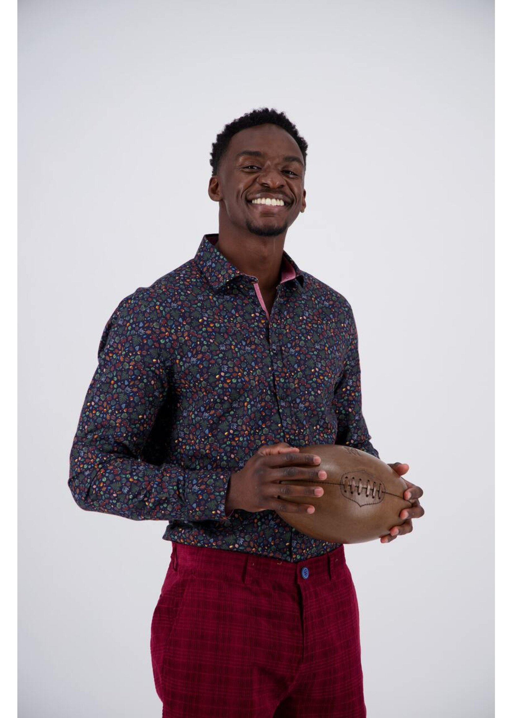 A FISH NAMED FRED Chemise avec imprimé de petites feuilles pour homme-MARINE