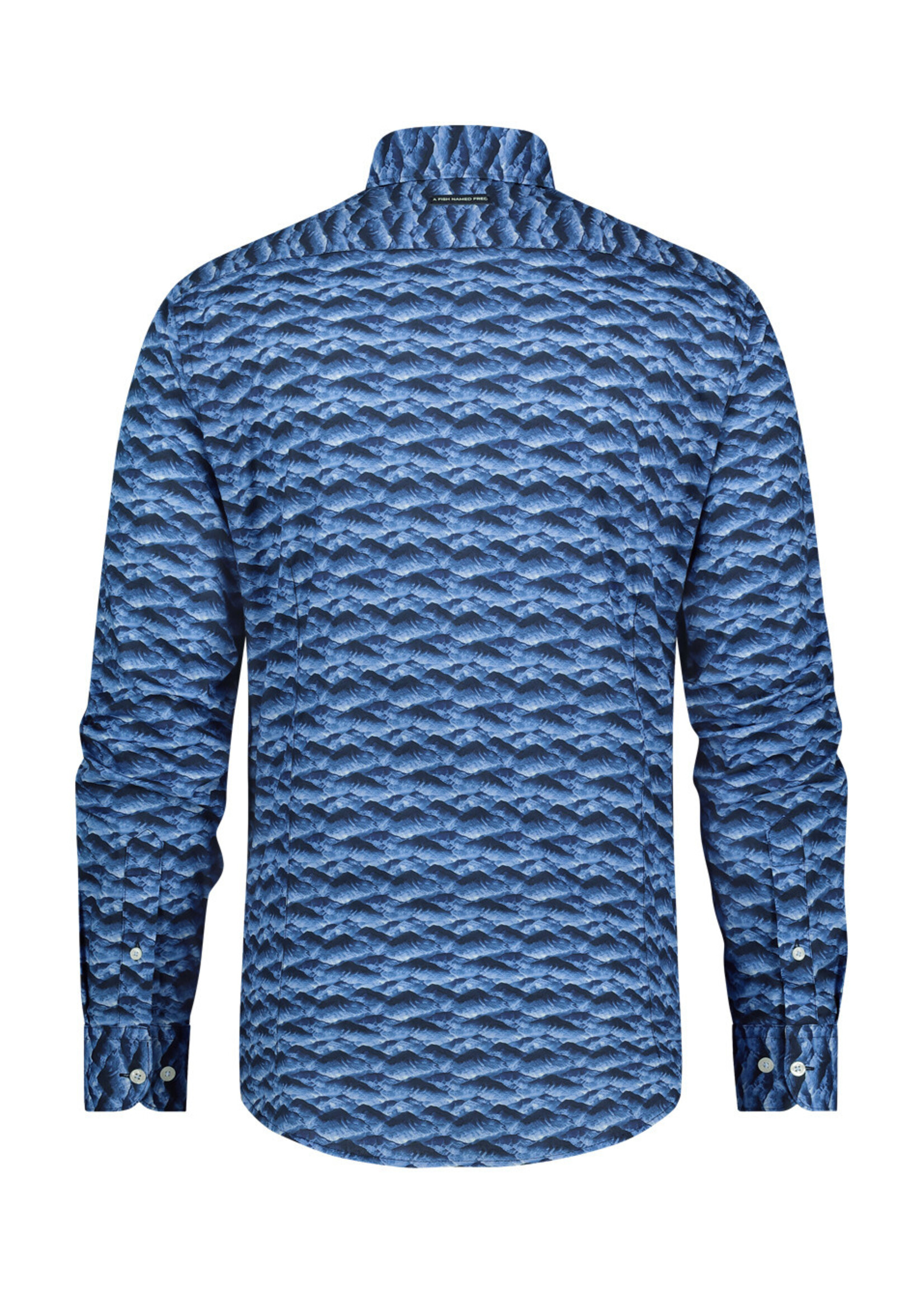 A FISH NAMED FRED Chemise avec imprimé de montagne pour homme-Bleu
