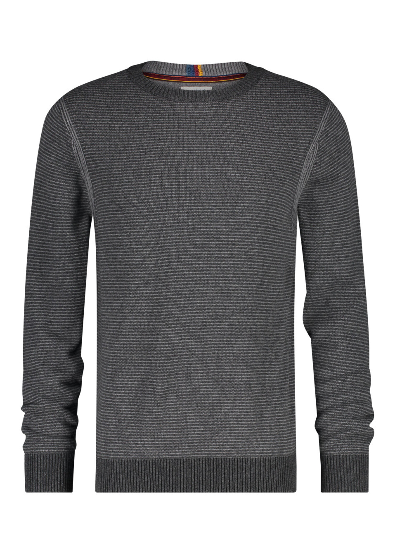 A FISH NAMED FRED Chandail col rond en mélange de coton et laine pour homme-Gris léger