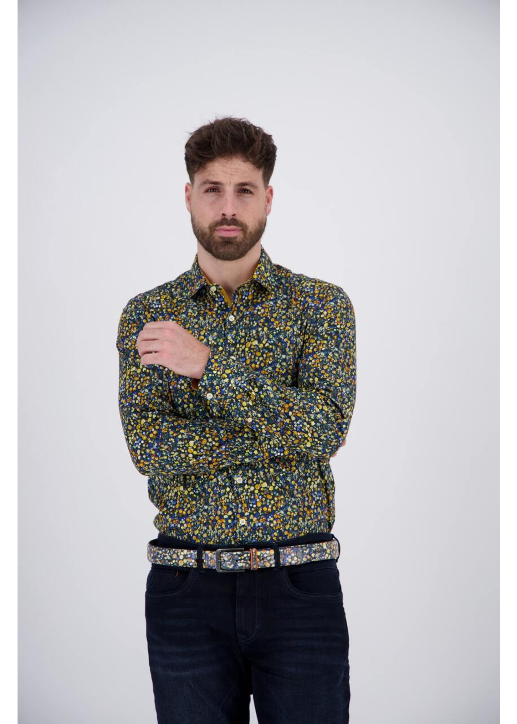 A FISH NAMED FRED Chemise avec imprimé de troncs d'arbres-Jaune doré