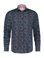 A FISH NAMED FRED Chemise avec imprimé de coraux-Ciel de nuit bleu