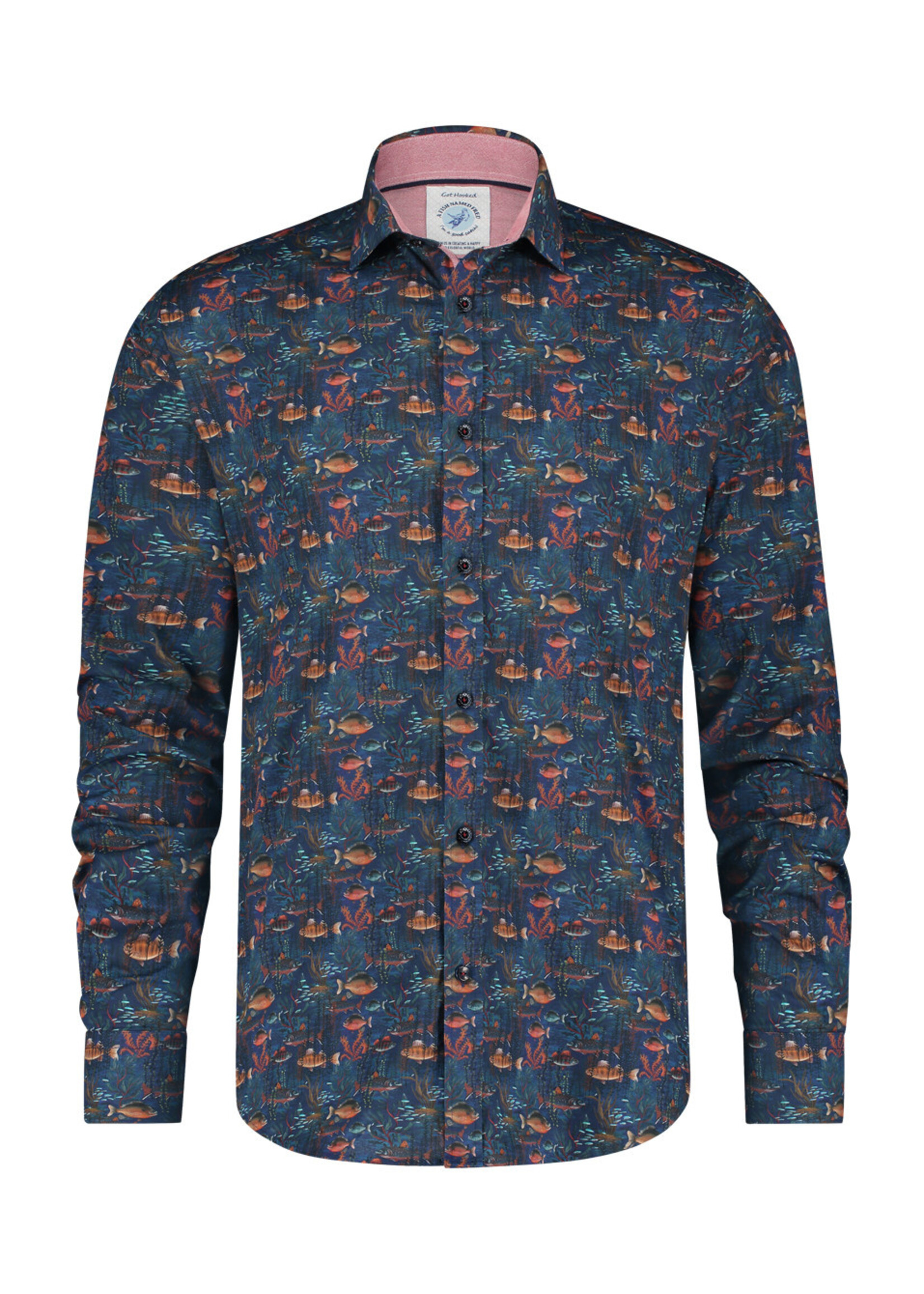 A FISH NAMED FRED Chemise avec imprimé de coraux-Ciel de nuit bleu