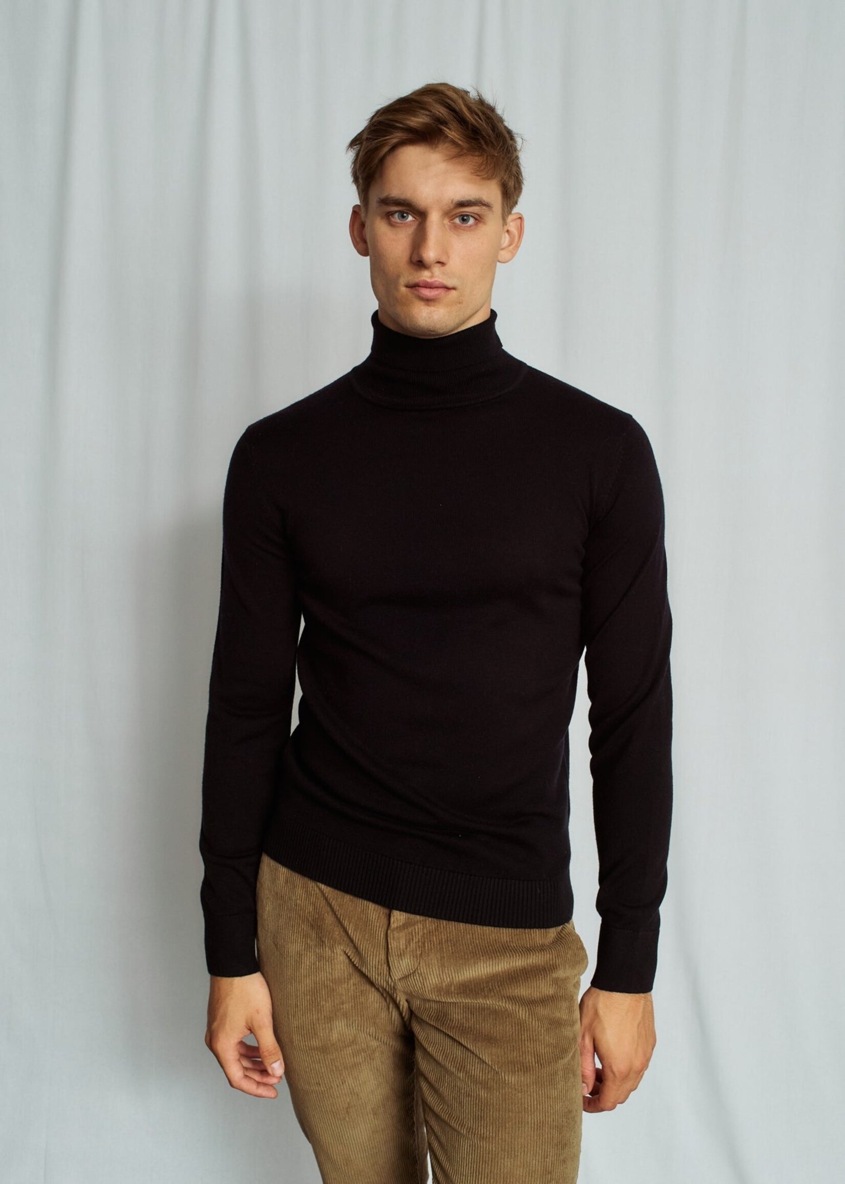 BRUUN & STENGADE Chandail col roulé en laine mérinos pour homme-Noir