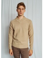 BRUUN & STENGADE Chandail col en v en laine d'agneau pour homme-Sable