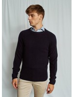 BRUUN & STENGADE Chandail col rond en laine d'agneau pour homme-Marine