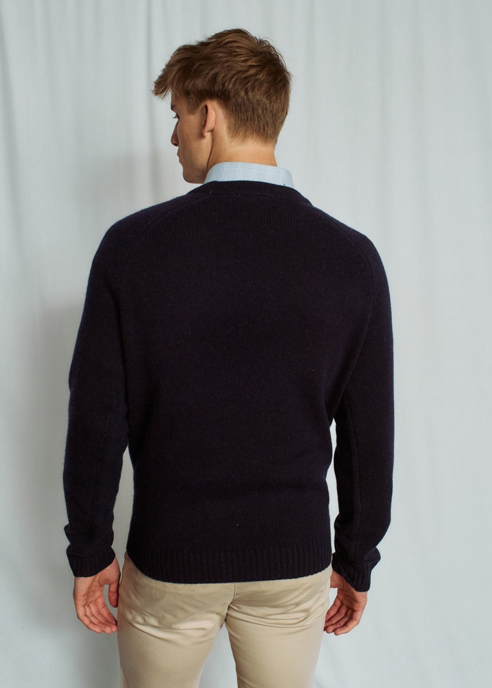 BRUUN & STENGADE Chandail col rond en laine d'agneau pour homme-Marine