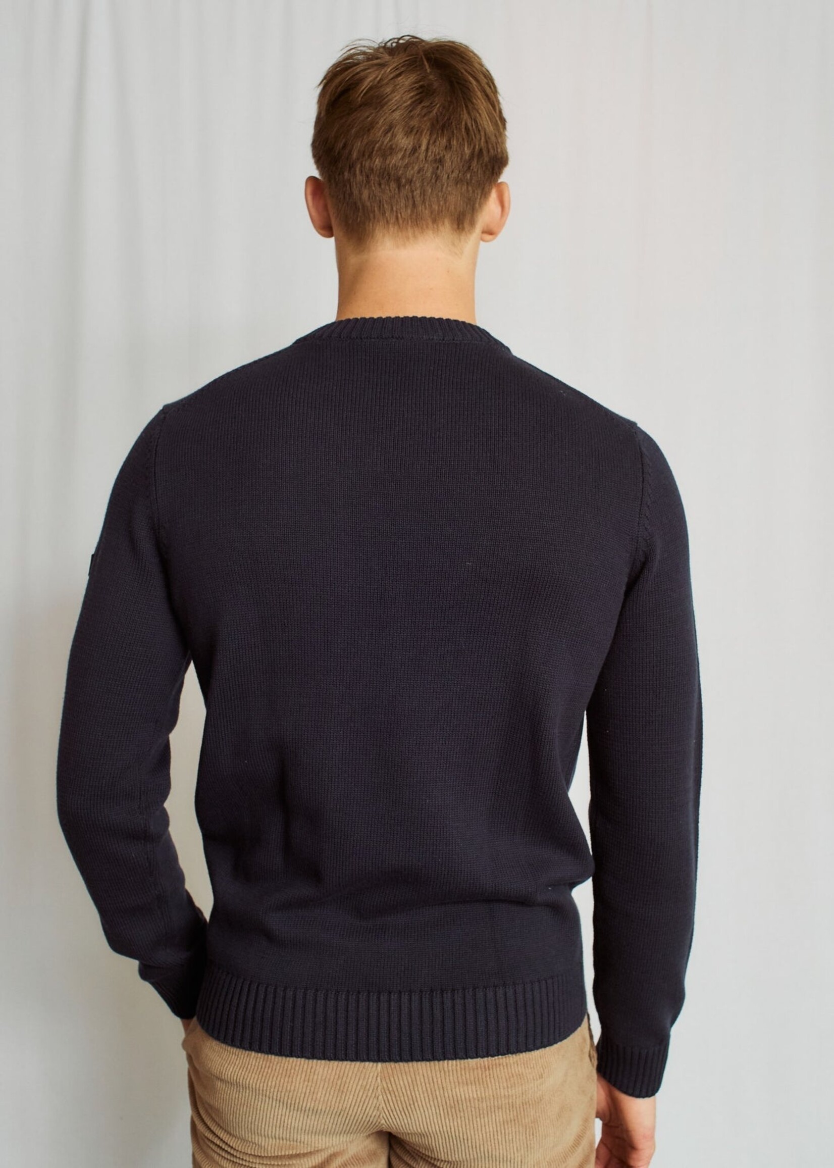 BRUUN & STENGADE Chandail col rond en tricot de coton pour homme-Marine