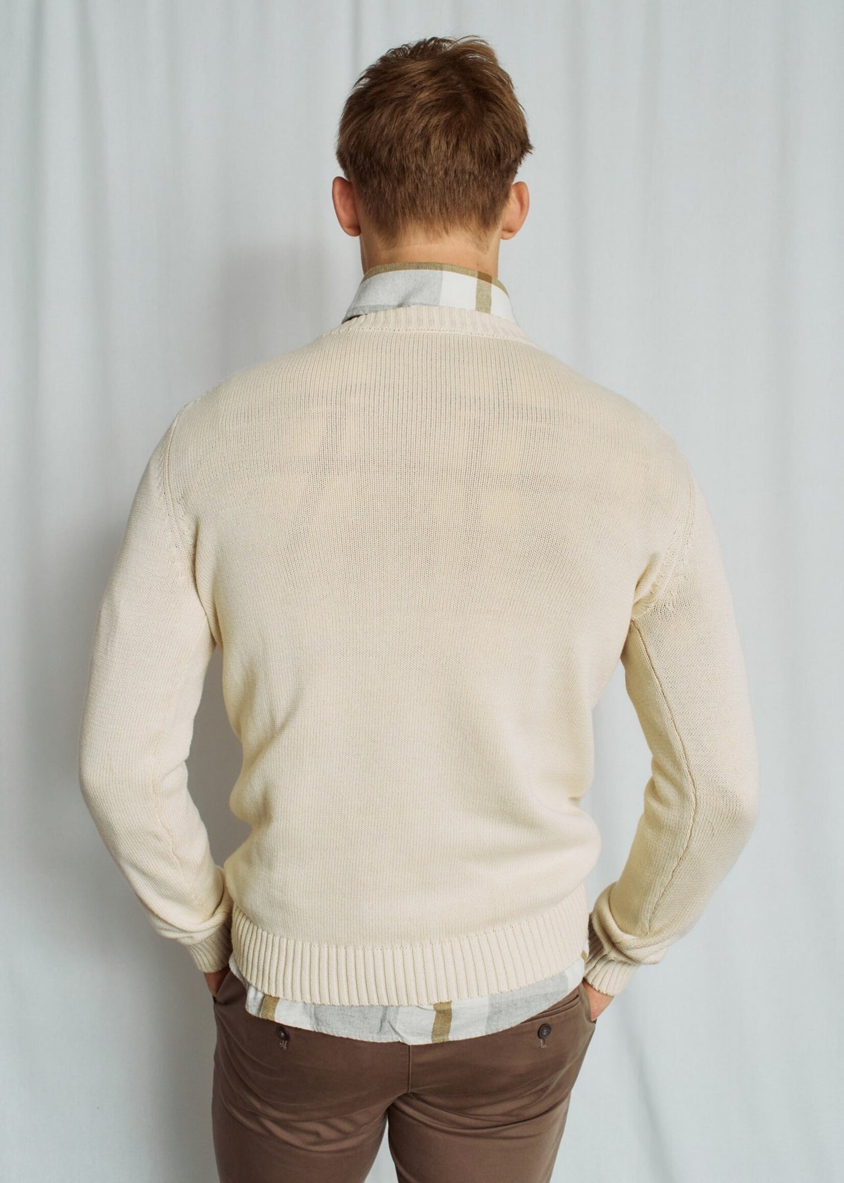 BRUUN & STENGADE Chandail col rond en tricot de coton pour homme-Avoine