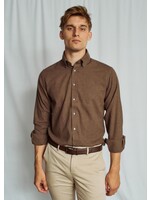 BRUUN & STENGADE Chemise feutrée unie en coton coupe moderne pour homme-Brun