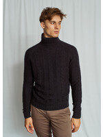 BRUUN & STENGADE Chandail en tricot de laine mérinos avec câbles pour homme-Charbon