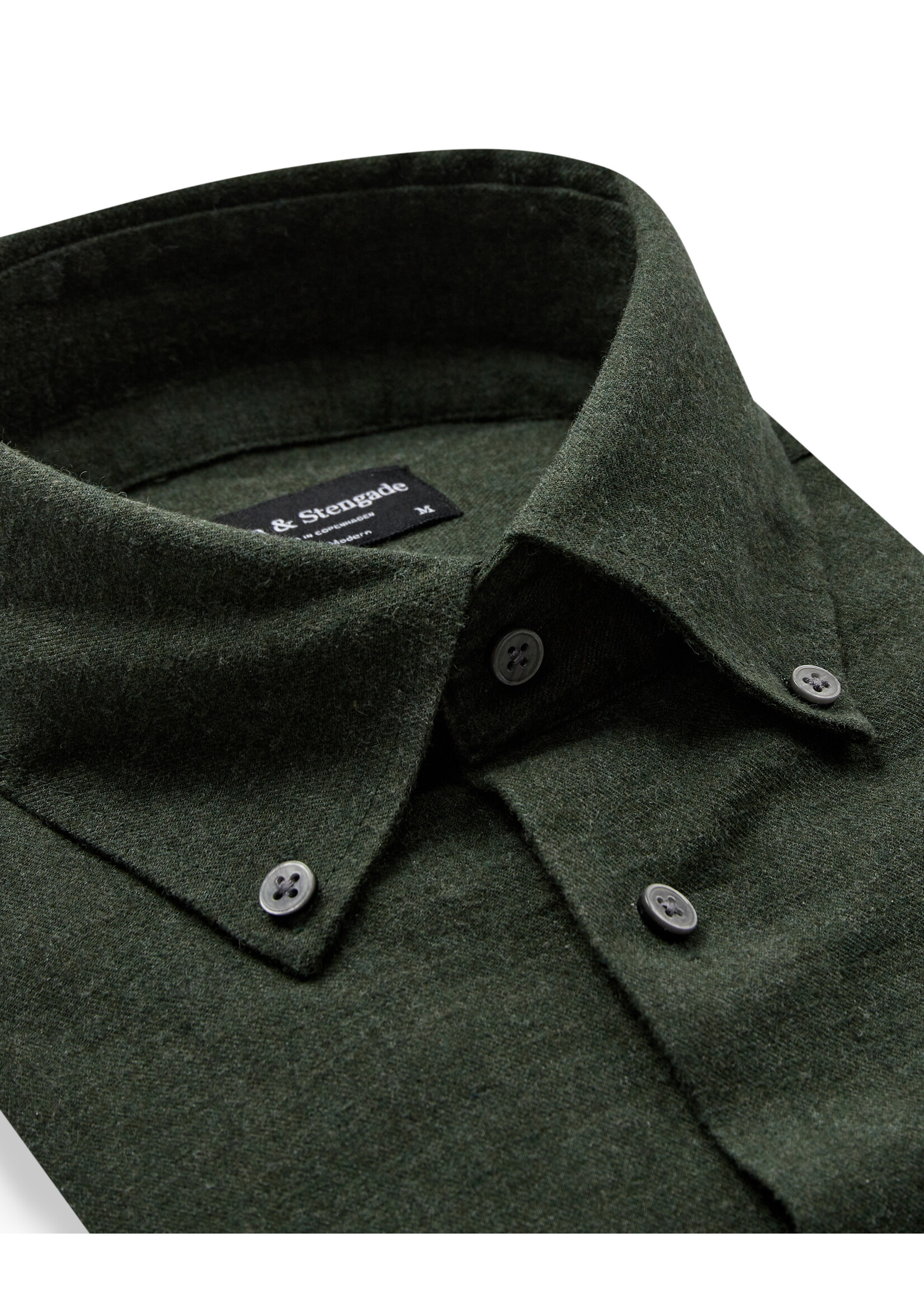 BRUUN & STENGADE Chemise feutrée unie en coton coupe moderne pour homme-Armée