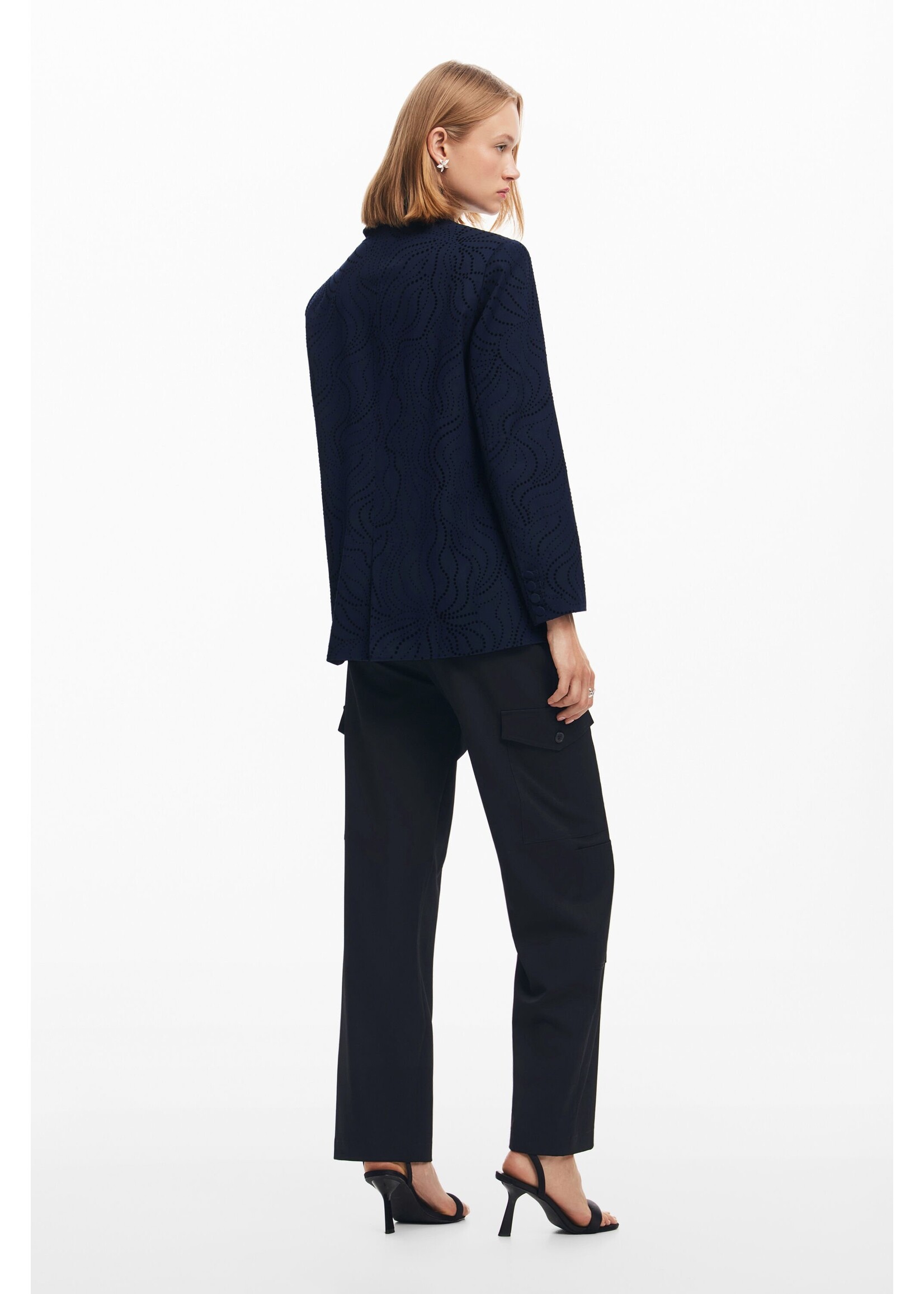 DESIGUAL Blazer brodé de fleurs-Bleu