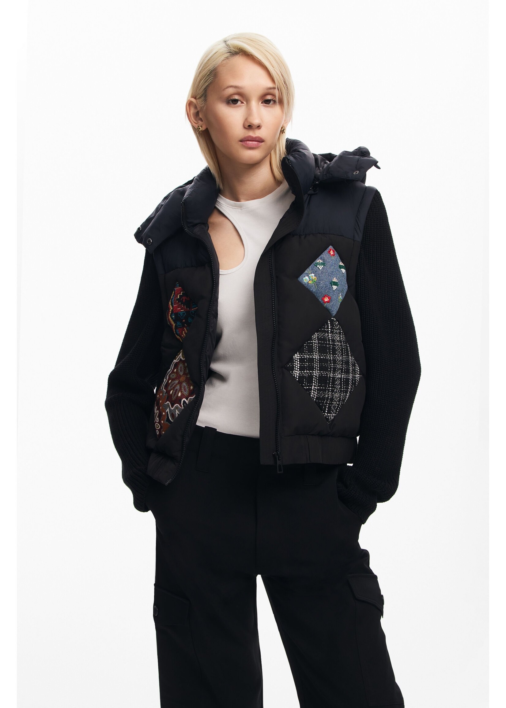DESIGUAL Blouson matelassé avec manches détachables-Bleu