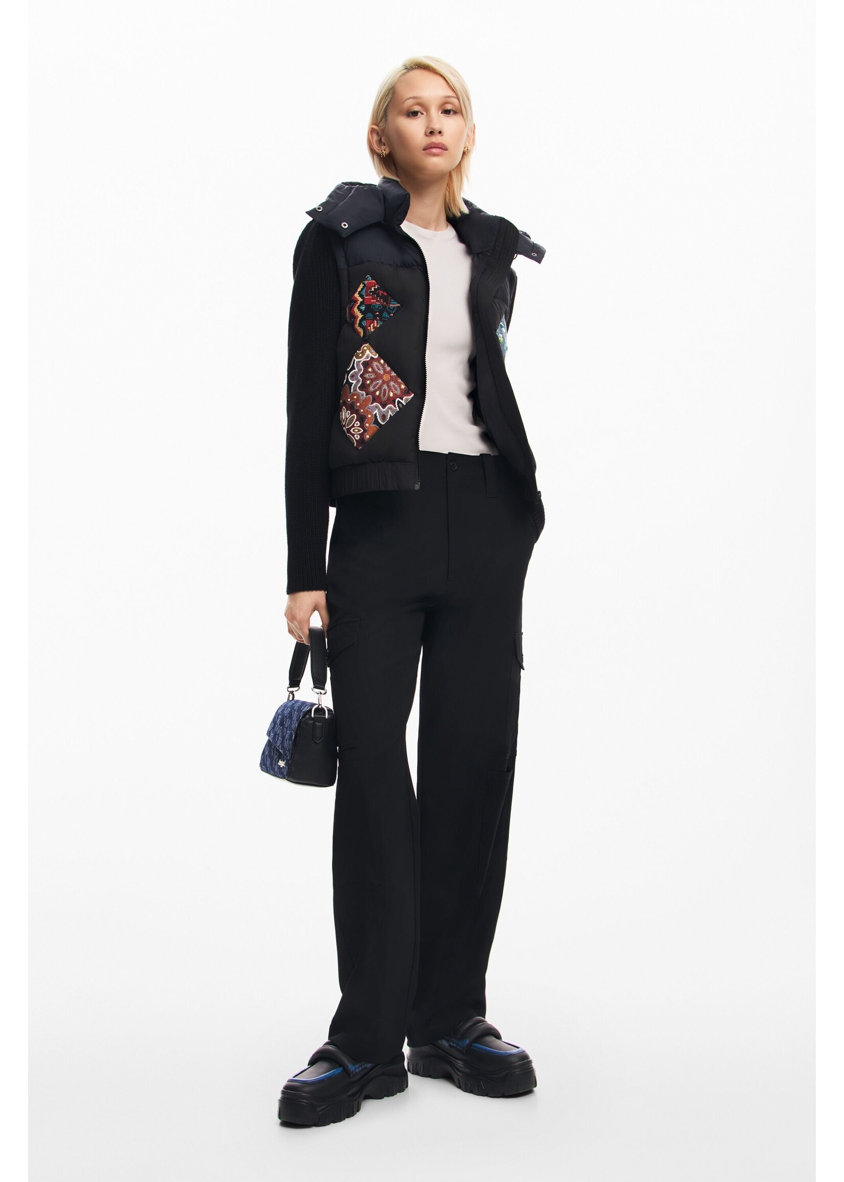 DESIGUAL Blouson matelassé avec manches détachables-Bleu