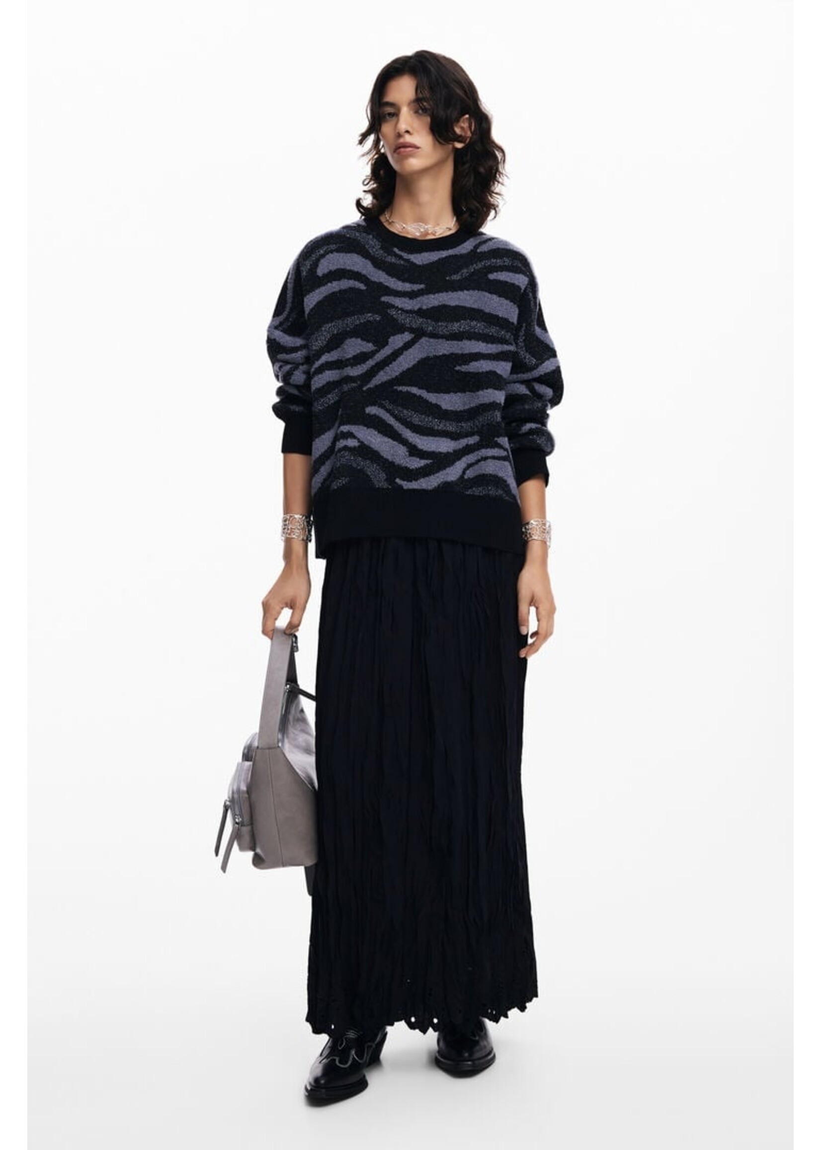 DESIGUAL Pull imprimé animal-Noir