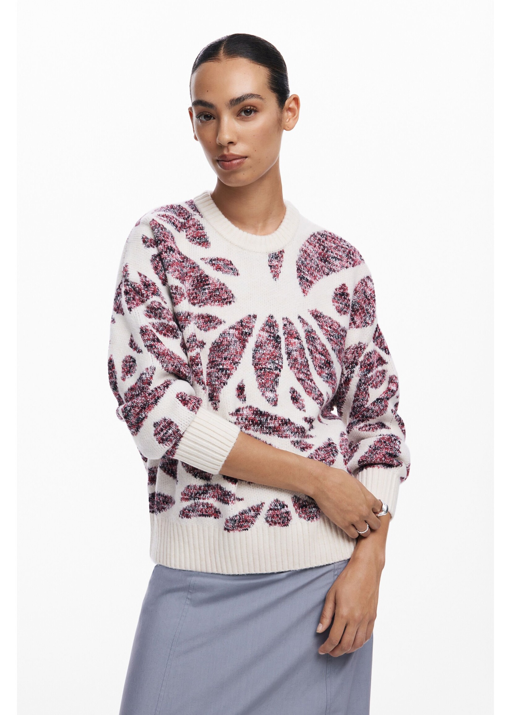 DESIGUAL Leaf print sweater