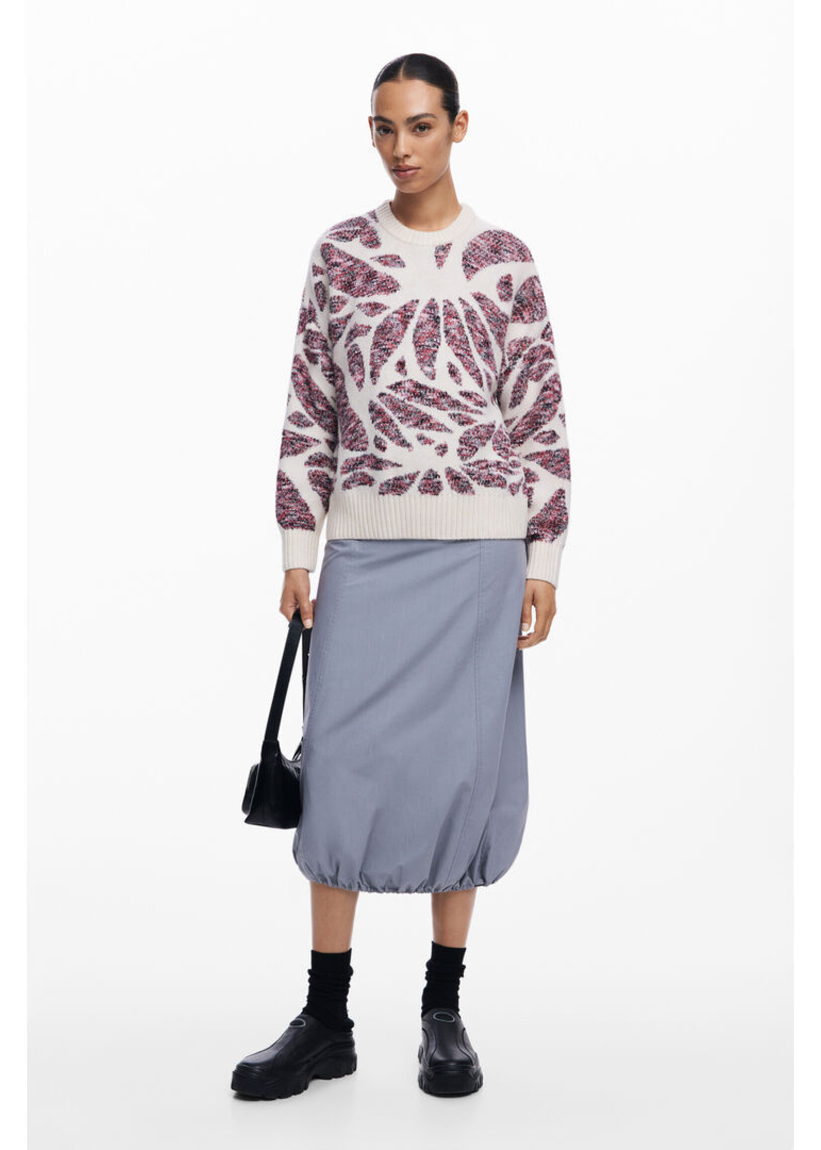 DESIGUAL Leaf print sweater