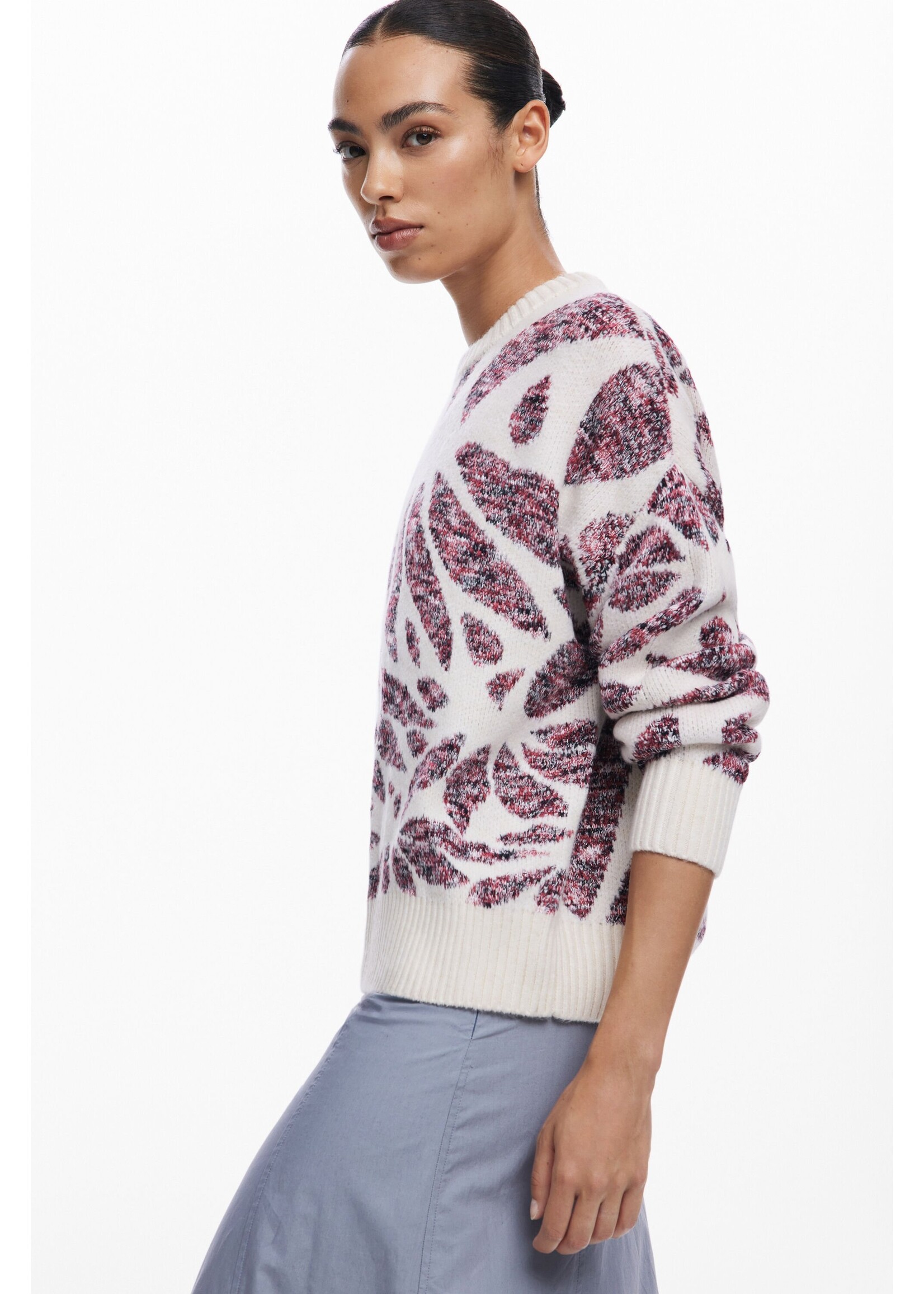DESIGUAL Leaf print sweater