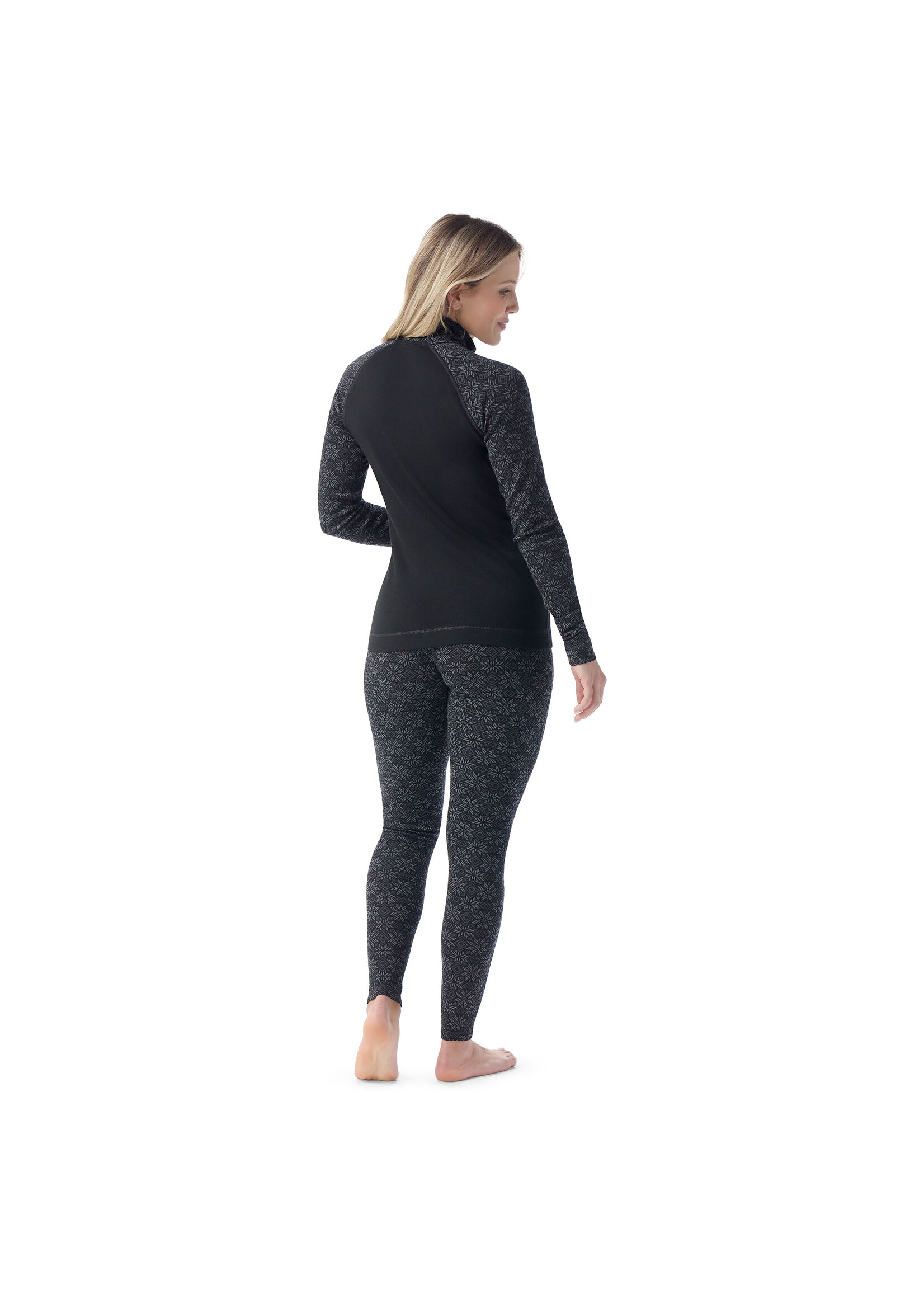 SMARTWOOL Chandail couche de base en mérinos avec fermeture éclair 1/4 pour femme-FLOCON NOIR DIGITAL